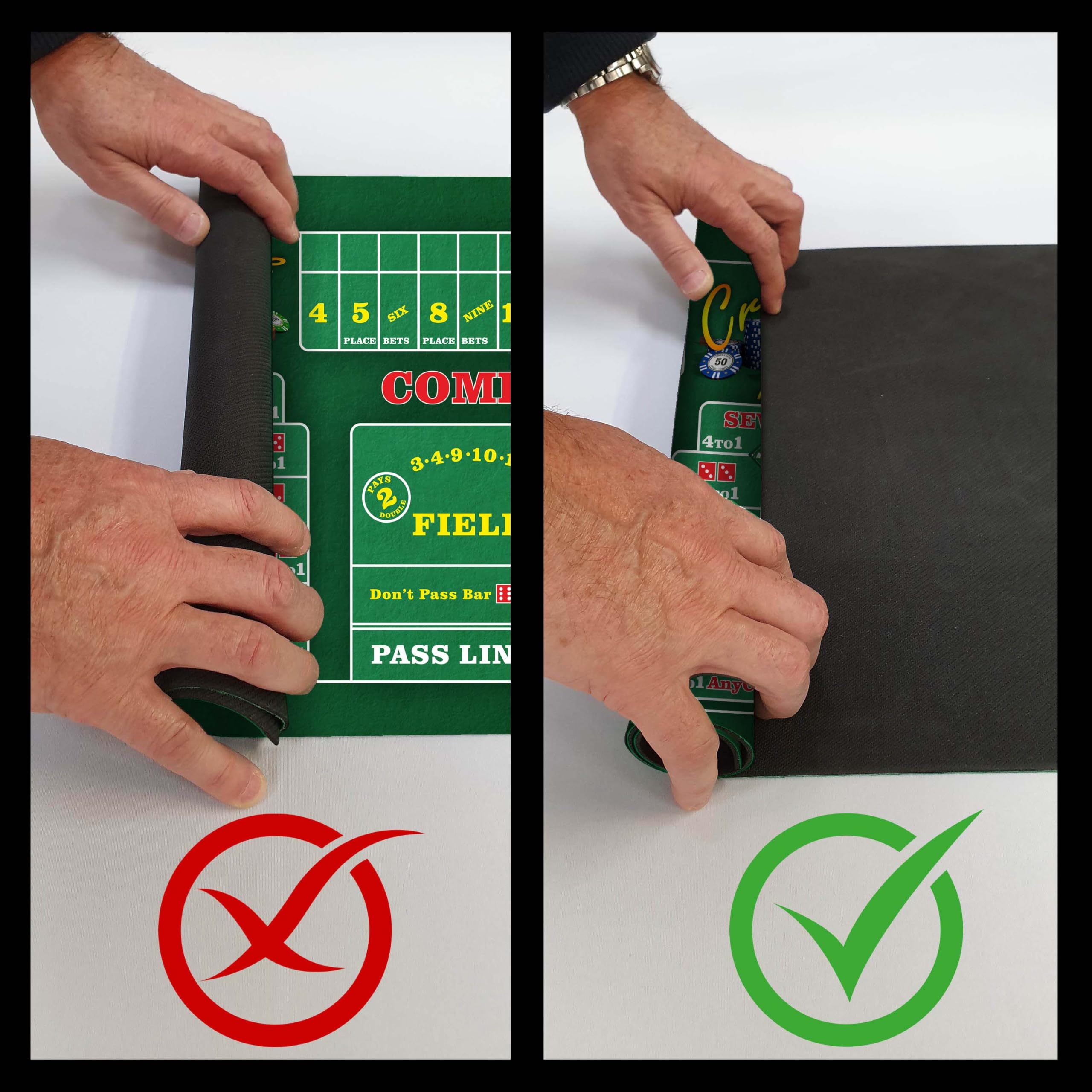 MTJ® Alfombra de dados de 130 x 80 cm, jersey de neopreno, fabricada en Francia (verde)