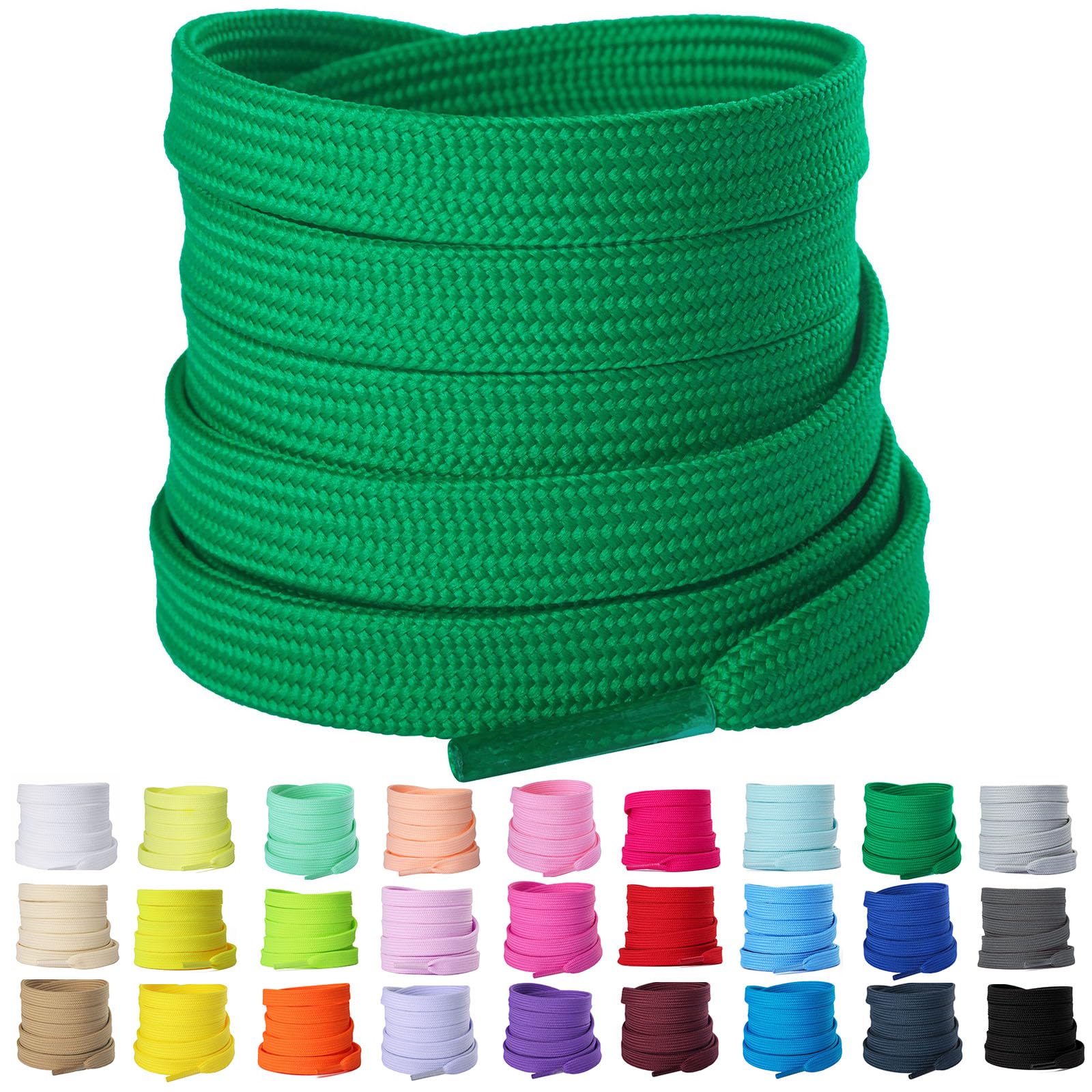 Olukssck 2 Pairs Flat Shoe Laces for Sneakers, 5/16'' Athletic Shoelaces