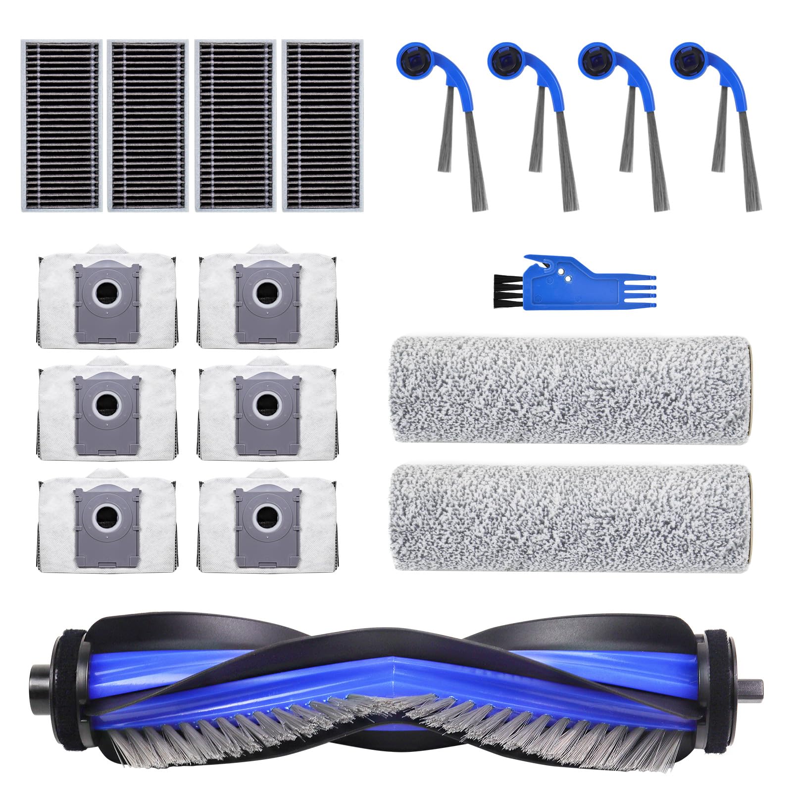 VIEWALL Zubehör für ECOVACS DEEBOT T80 Omni Staubsauger,1 Hauptbürste, 2 Rolle Wischtücher,4 Seitenbürsten,4 HEPA-Filter,6 Staubbeutel,1 Reinigungswerkzeug