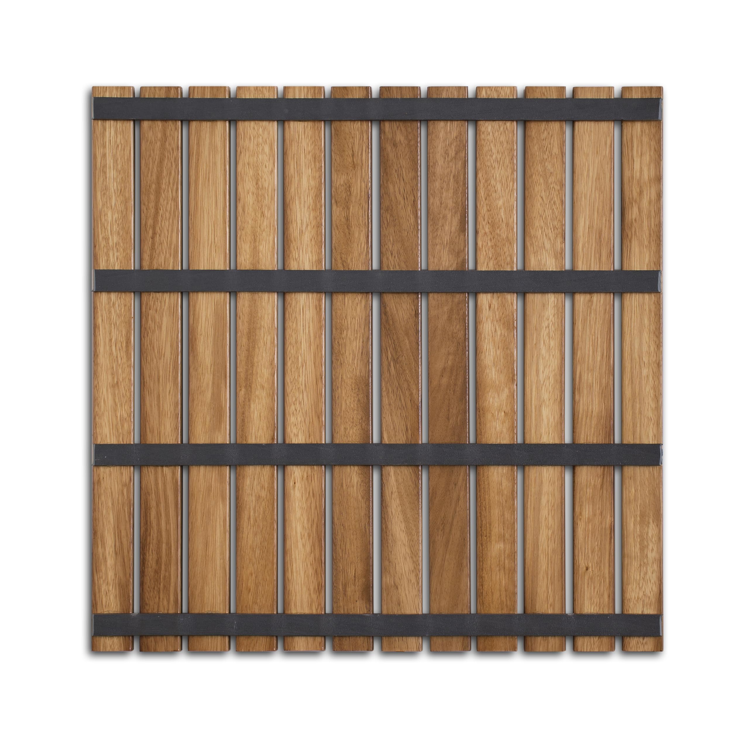 Tarima/Alfombra Flexible para Ducha y baño, en Madera de Teca (60 x 60 cm)