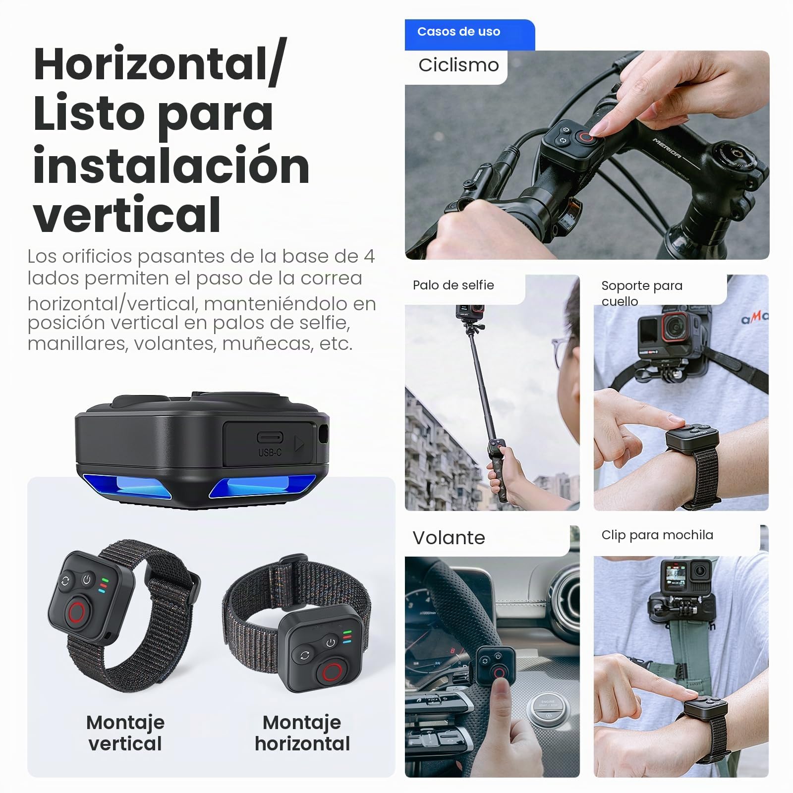 Mando a distancia inalámbrico inteligente Insta360 para X5/X4/X3/ACE PRO/ACE PRO 2/GO3/GO3S, Bluetooth 50 m, correa de muñeca