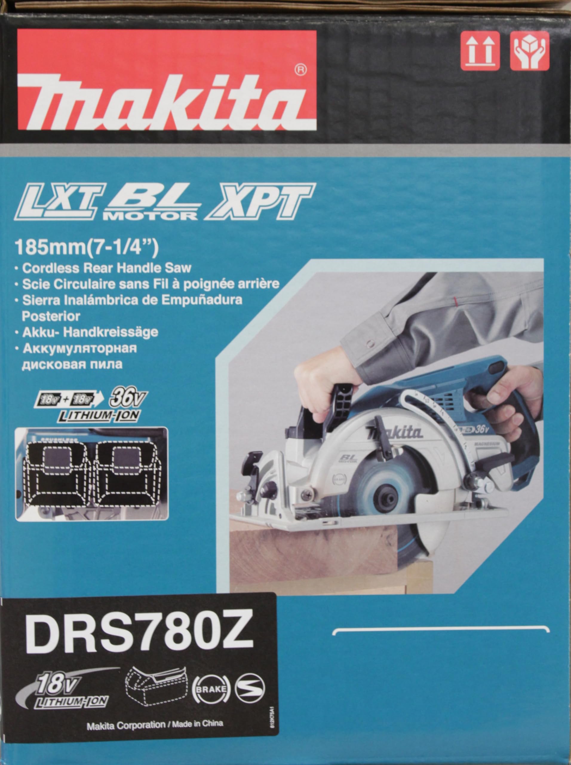 Makita DRS780Z - Sega con manico posteriore 18Vx2 (36V) LXT 7-1/4'' (solo tessuto) (senza batteria, senza caricatore)