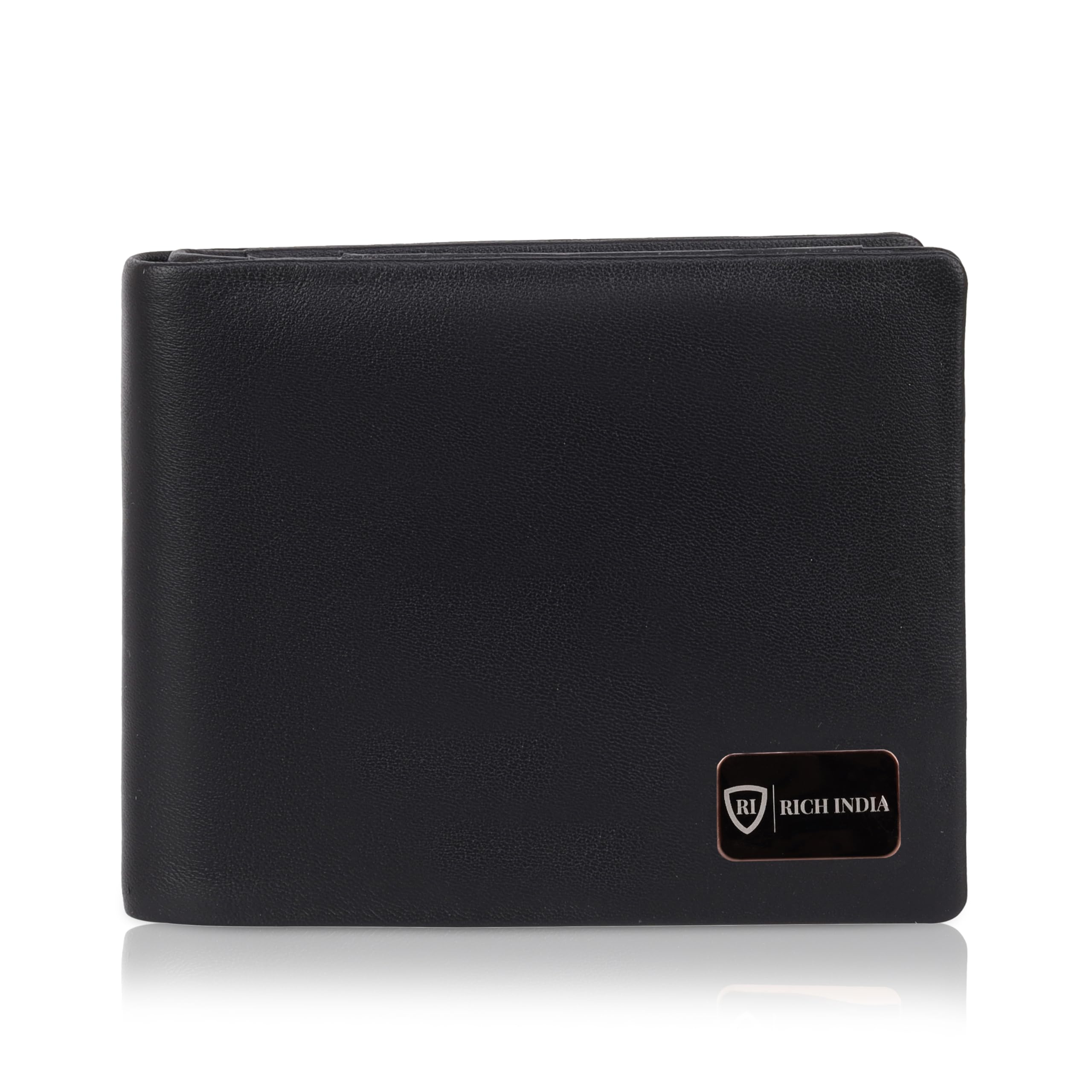 Genuine Leather Wallet | Slim & Sleek Stitchless RIFD Protected Bifold Men's Wallet (Midnight Black)-image-34