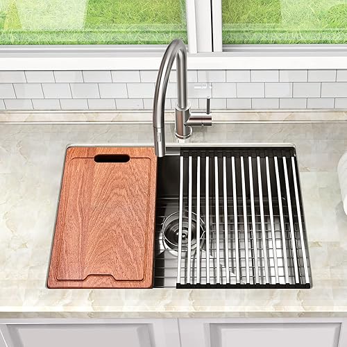 Miniatura 3 de ZUHNE Ledge - Fregadero para estación de trabajo de cocina, montaje inferior o superior, acero inoxidable calibre 16 (cuenco individual de 28