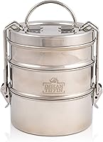 Vista 1 de Lonchera Tiffin grande de acero inoxidable de 3 niveles Indian-Tiffin