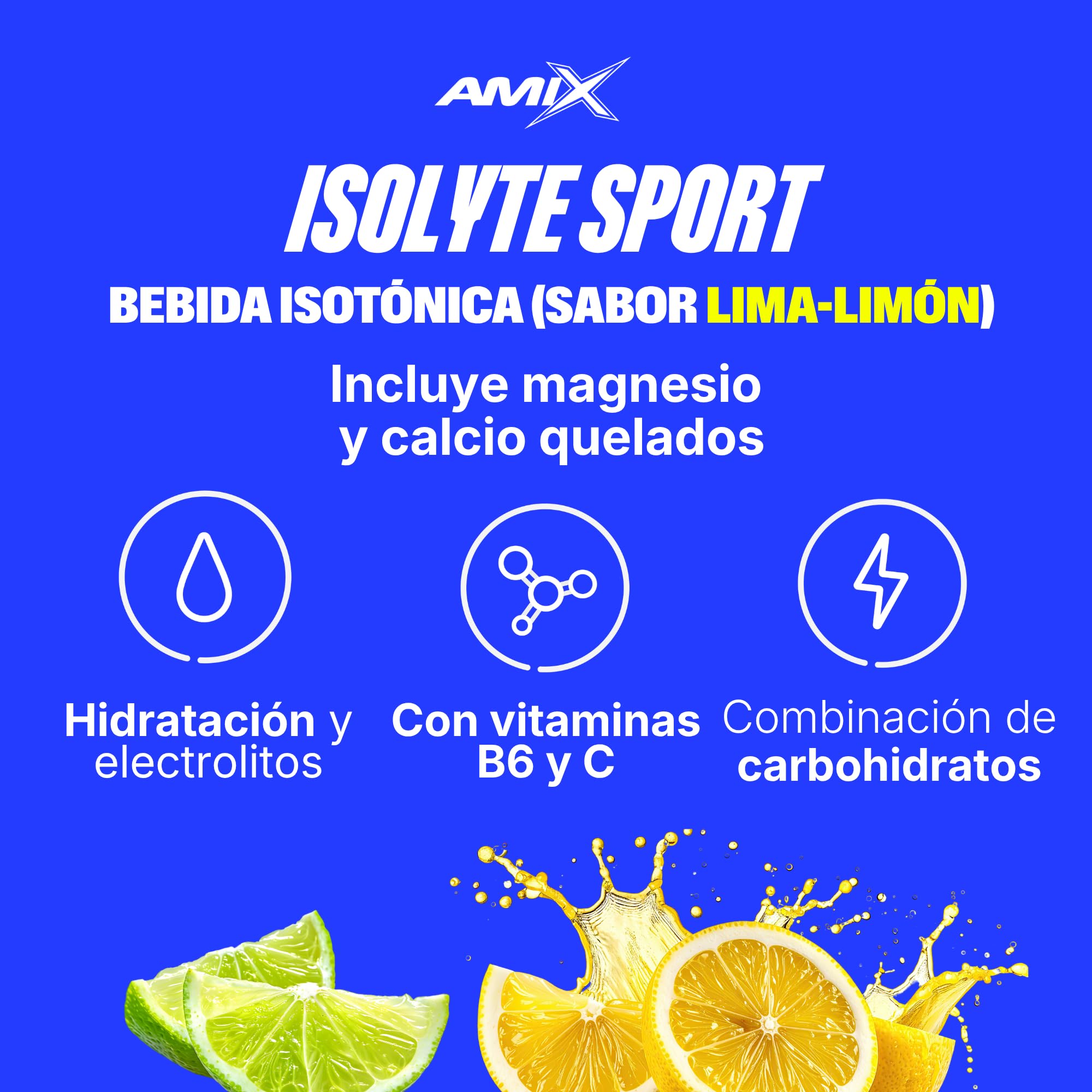 AMIX - Suplemento Deportivo - IsoLyte Energy Sport Drink en Formato de 510 g - Ayuda a Mejorar el Rendimiento y Resistencia Muscular - Contiene Palatinosa - Sabor a Lima Limón