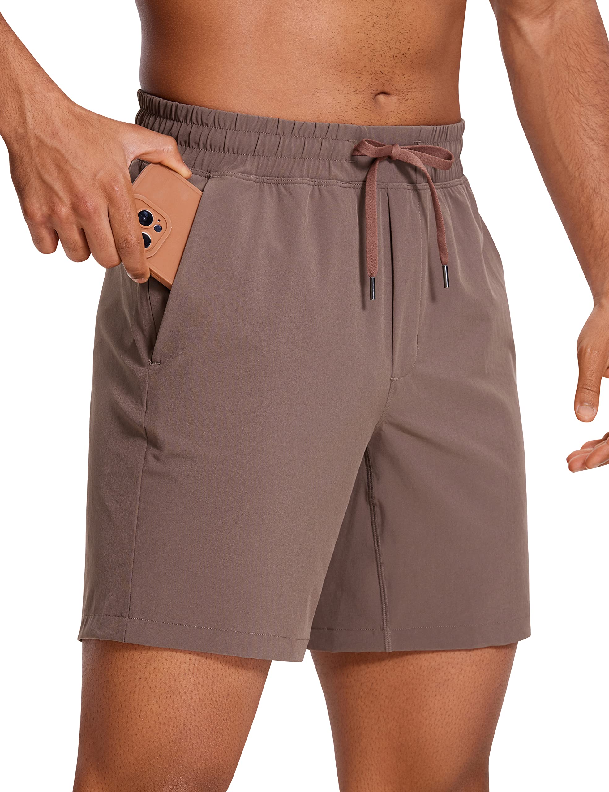 CRZ YOGA Men's Linerless Workout Shorts - 7'' Quick Dry for Running Sports Athletic Gym with Pockets