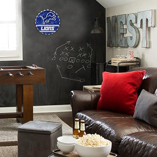 Vista 20 de Cartel de pared de Los Angeles Rams de 13 pulgadas con tapa de botella envejecida, edición limitada, de FOCO Rams, representa a la NFL y muestra tu