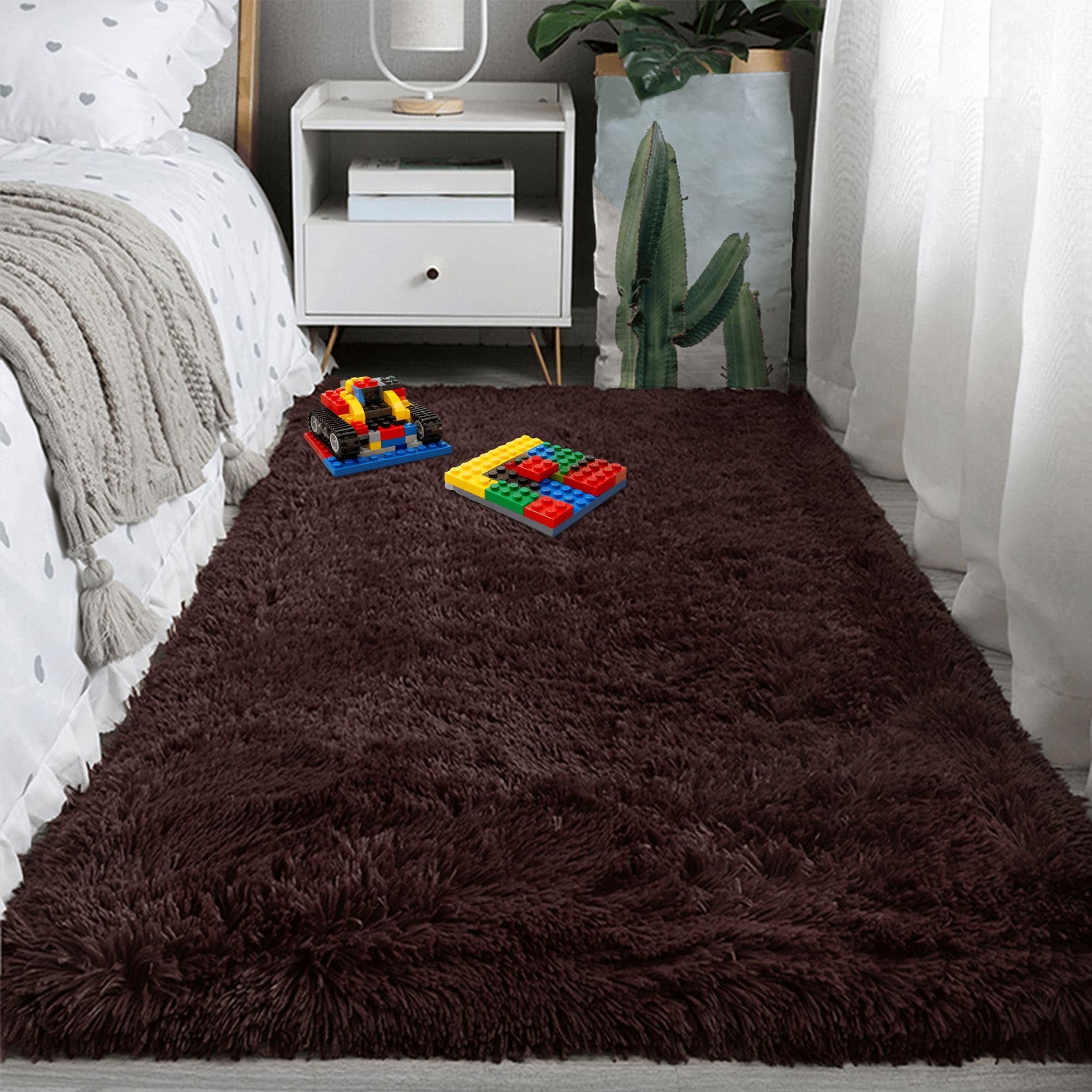 Tapis de salon shaggy grand format pour sol froid de chambre à coucher
