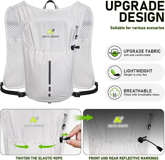 N NEVO RHINO Lightweight Hydration Backpack with 2L Water Bladder, Running Vest with 1.5L Water Bladder, Hydration Vest Pack for Hiking, Trail Running, Marathons, Cycling