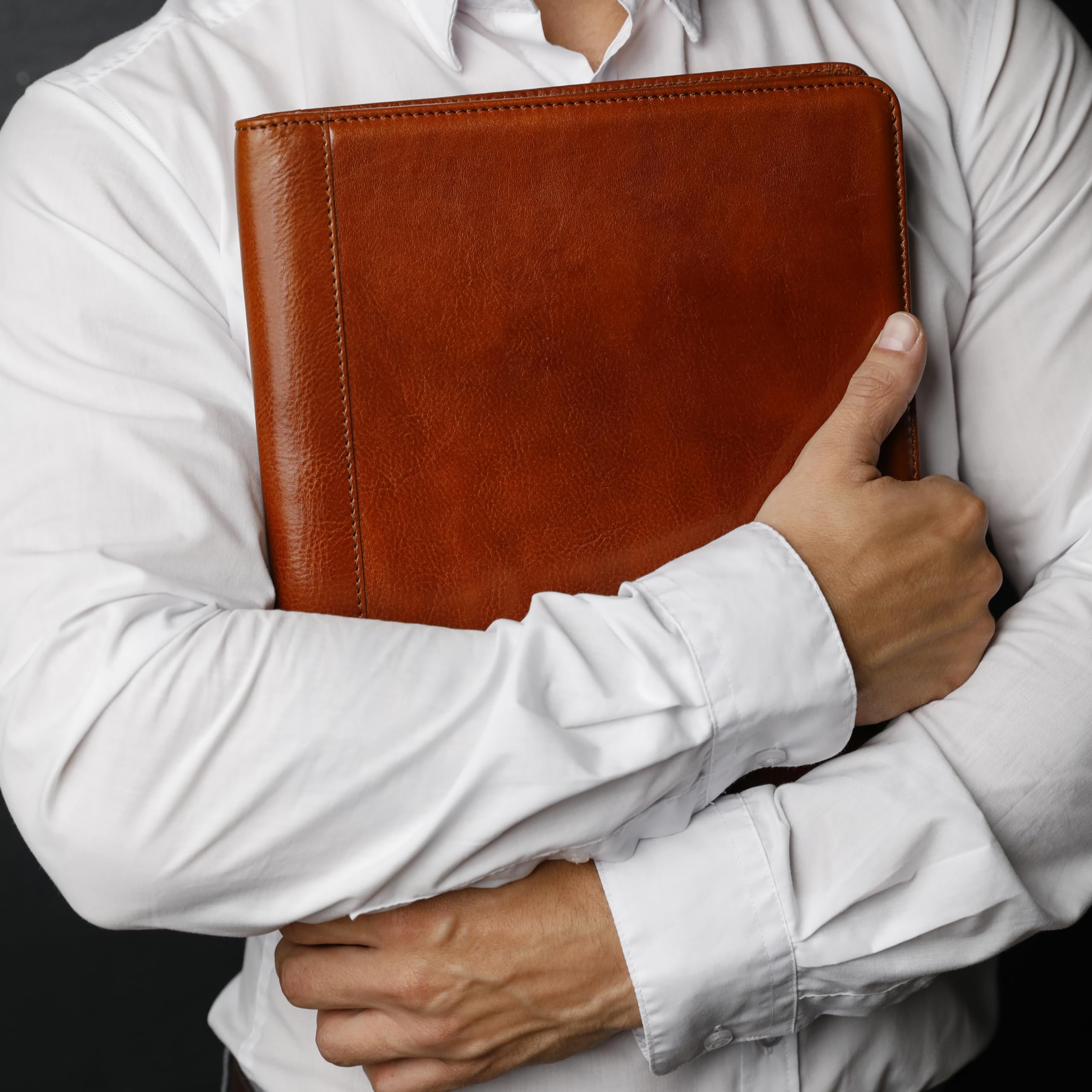 Time Resistance Leather Portfolio Tablet size Leather Document Case Small Briefcase - Image 2