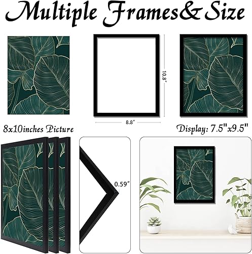 Miniatura 3 de Juego de 3 portarretratos negros de 8 x 10 pulgadas para póster de fotos, lienzo, certificado, documentos, exhibición horizontal o verticalmente