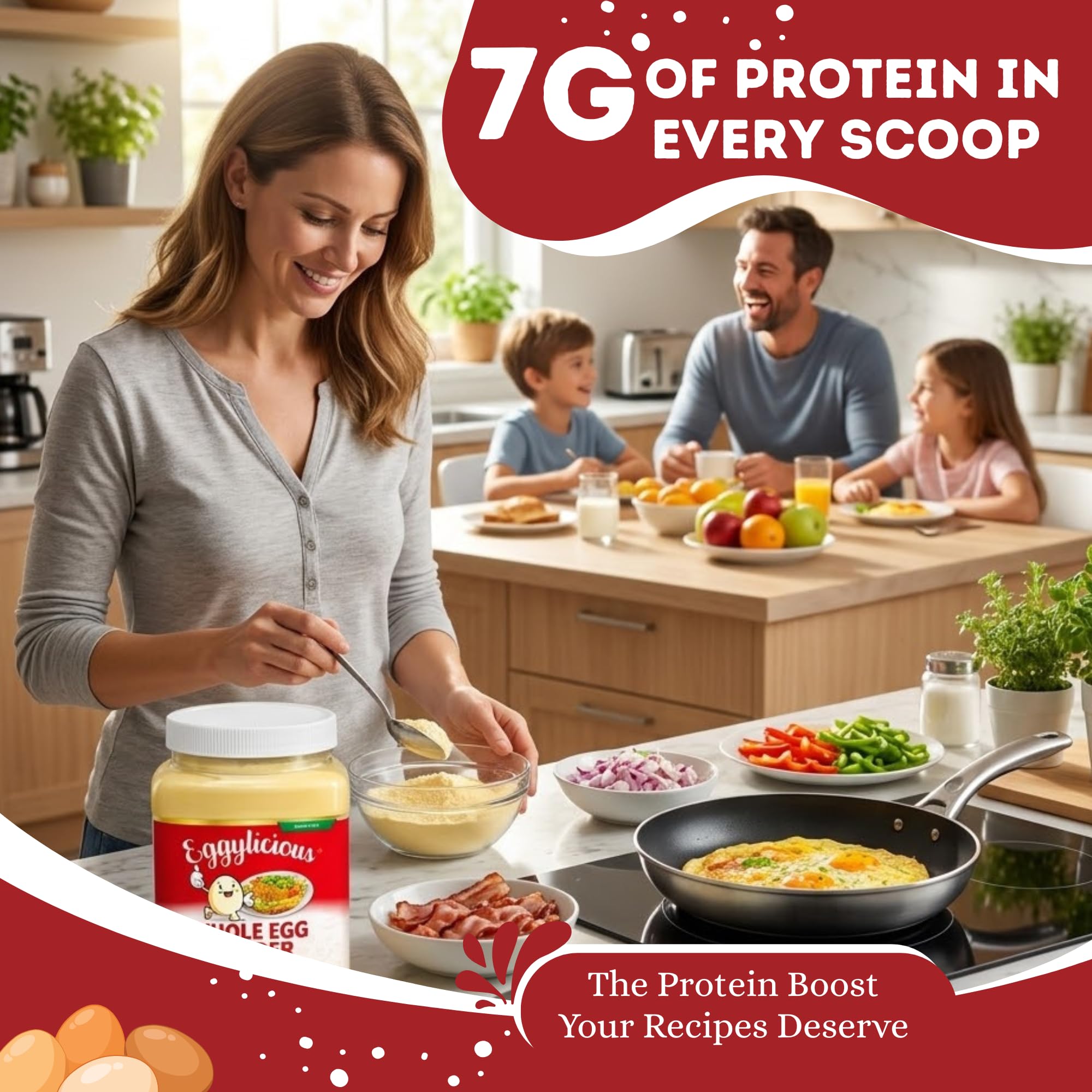 Eggylicious Ganzes Ei Pulver, getrocknete natürliche Proteinpulver, hergestellt aus frischen Eiern, weiß & Yolk gemischt, pasteurisiert, nicht-GVO, keine Zusatzstoffe 1lbs (16oz)