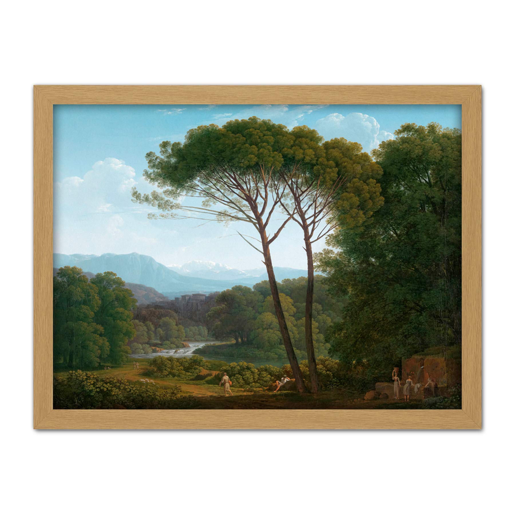 Artery8 Voogd Italianate Landscape With Pines Painting Artwork Framed Wall Art Print 18X24 Inch