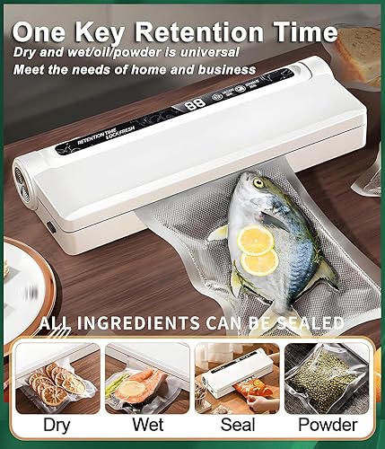 Miniatura 2 de Sellador al vacío para uso doméstico Pequeño sellador al vacío automático con sello extendido de 8.268 in con 40 bolsas de vacío+3 tiras de sellado