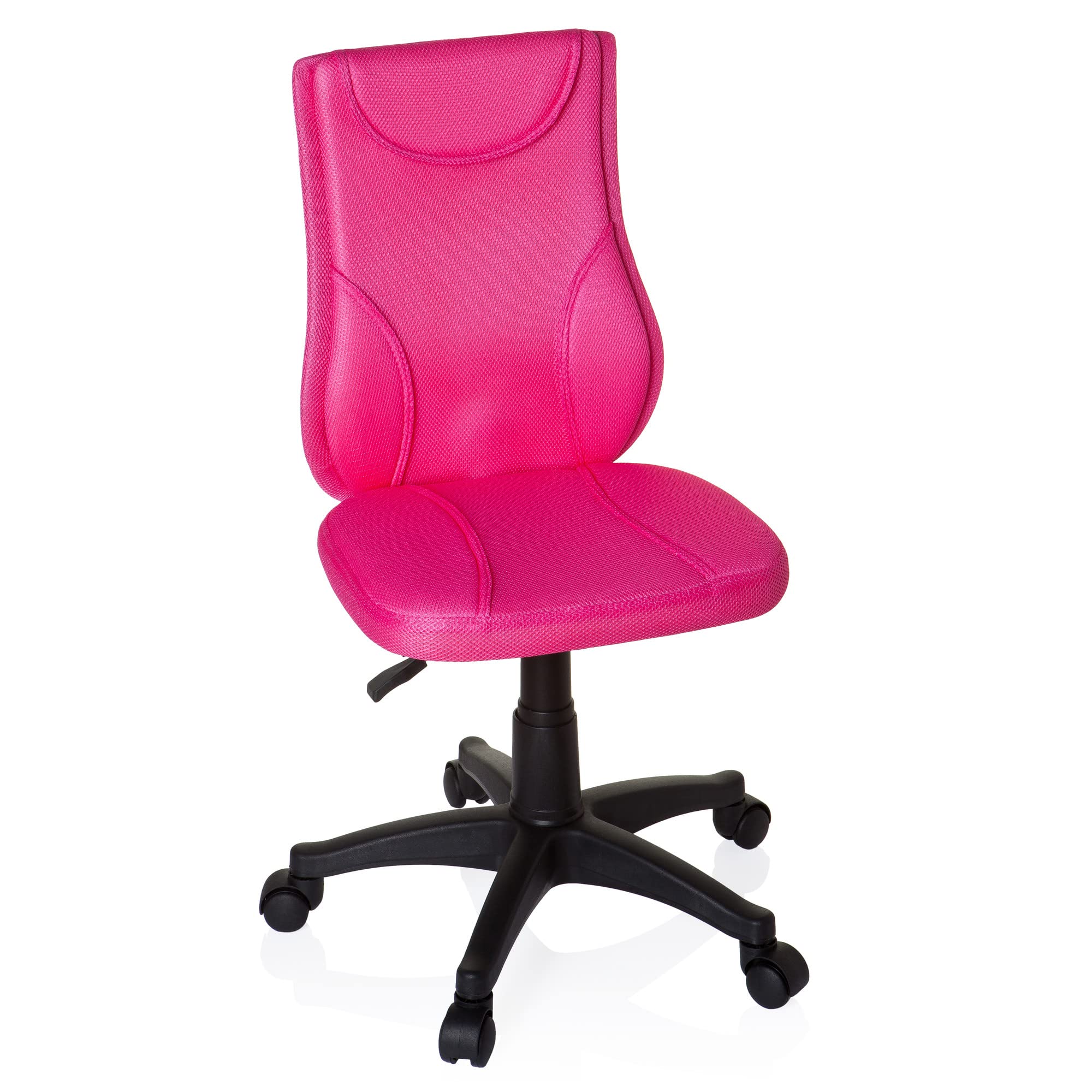 hjh OFFICE 670410 Silla giratoria para niños KIDDY Base Tejido en Malla Rosa, Silla de Escritorio para niños, Respaldo ergonómica
