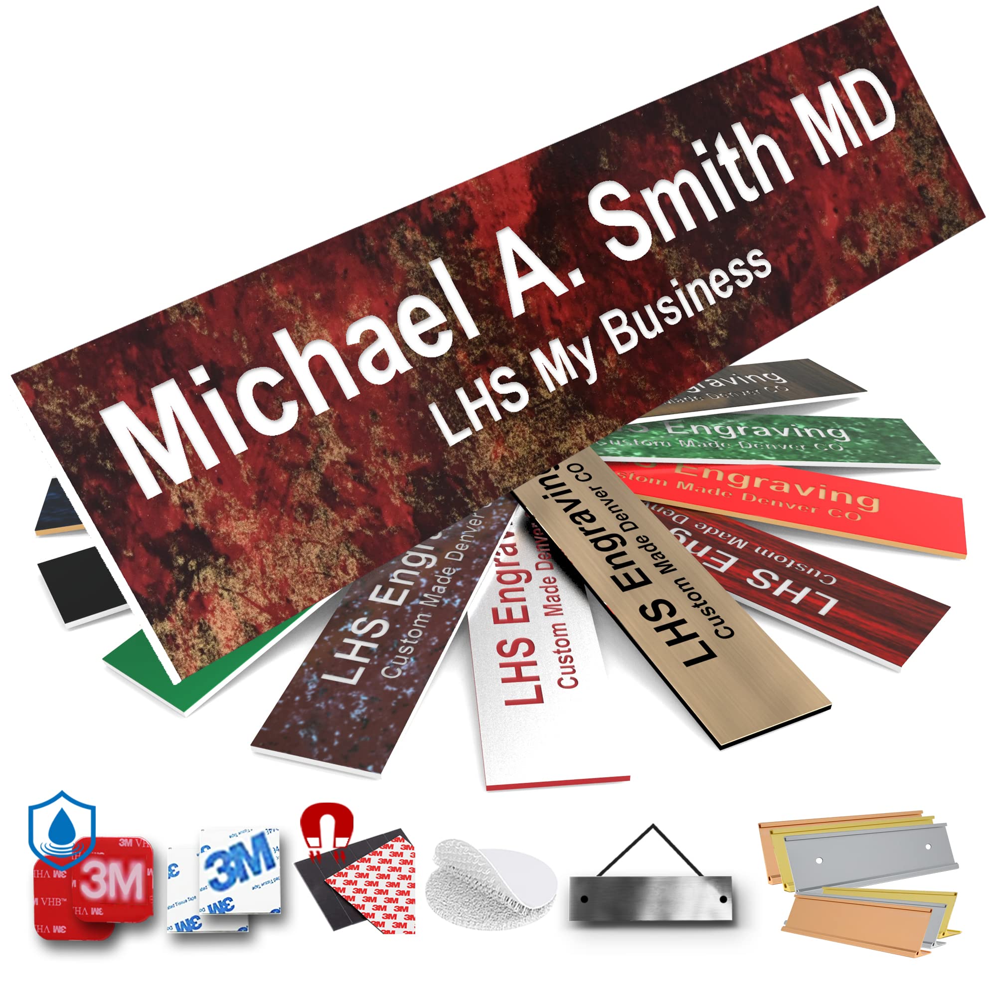 Engraved Door Signs for Office Personalized Rustico Granite Plastic Door Plaque White Letters - Made in USA 2x8 S2