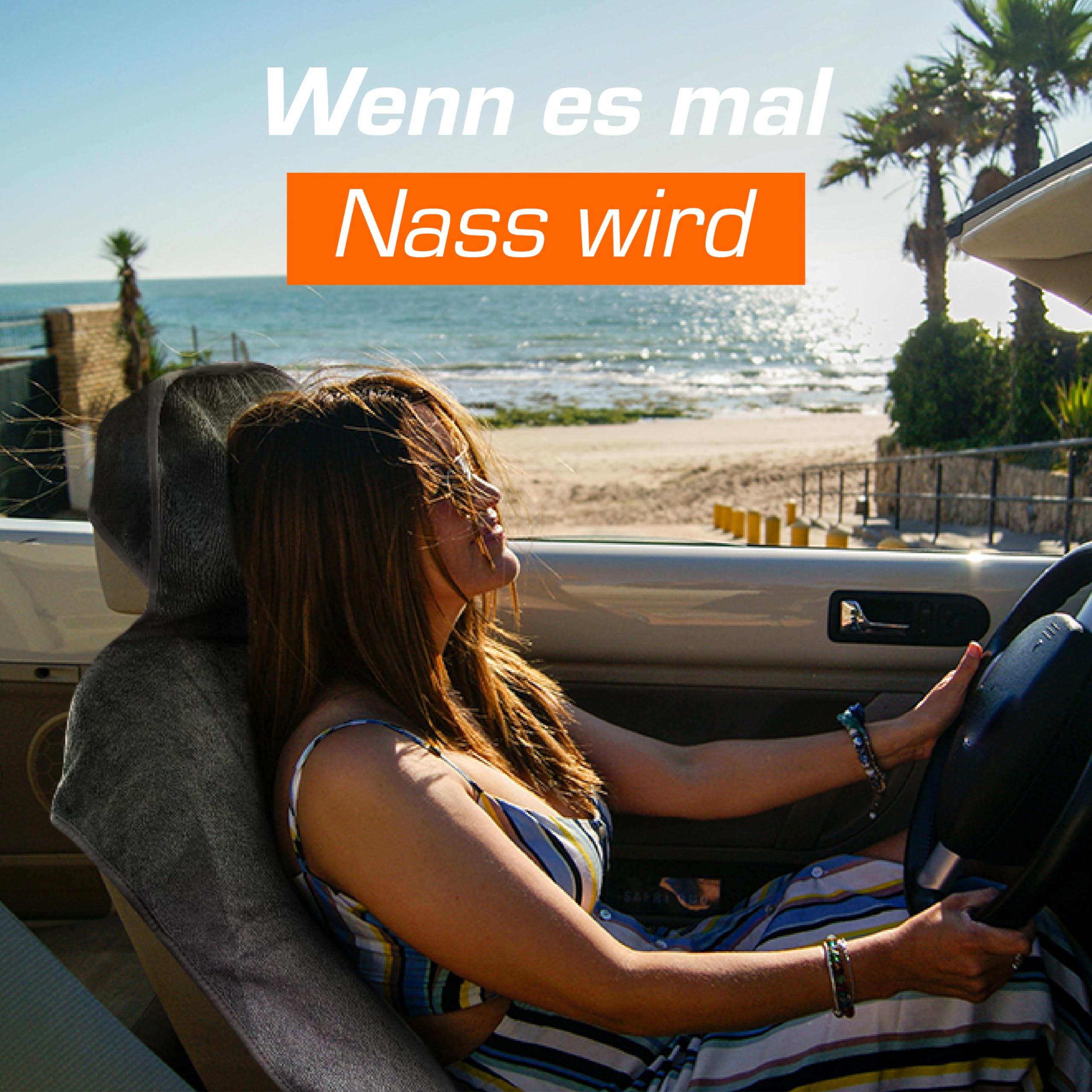 Upgrade4cars Frottee Autositzschoner für Vordersitze | Fahrersitz Schonbezug aus Baumwolle in Grau | Handtuch Autositzauflage für Sport, Arbeit, Sommer & Winter