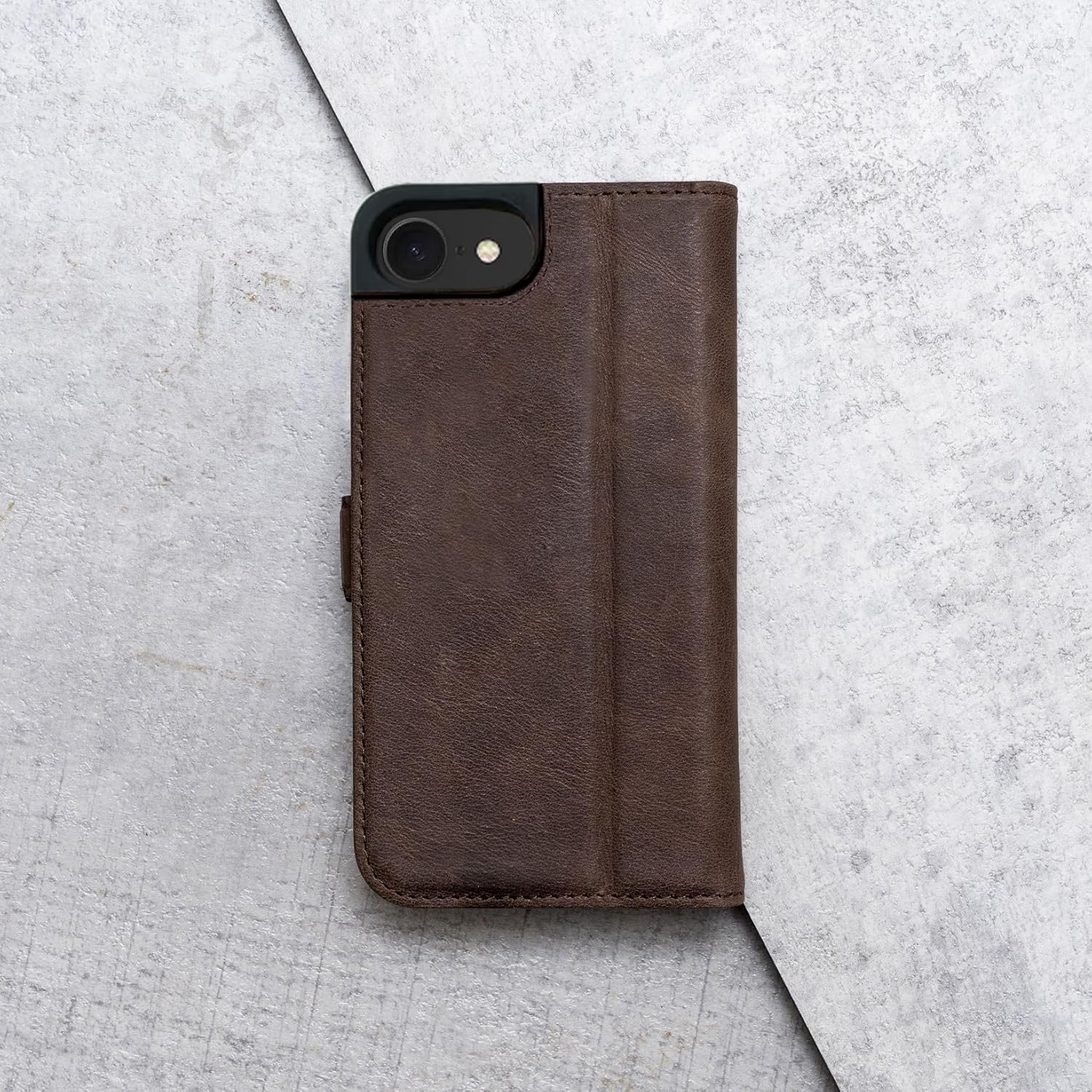 Porter Riley - Leather Case Compatible with iPhone 16e. Premium Genuine Leather Stand/Cover/Wallet/Flip Case with Card Slots & Horizontal Stand (Chocolate Brown) - Image 6
