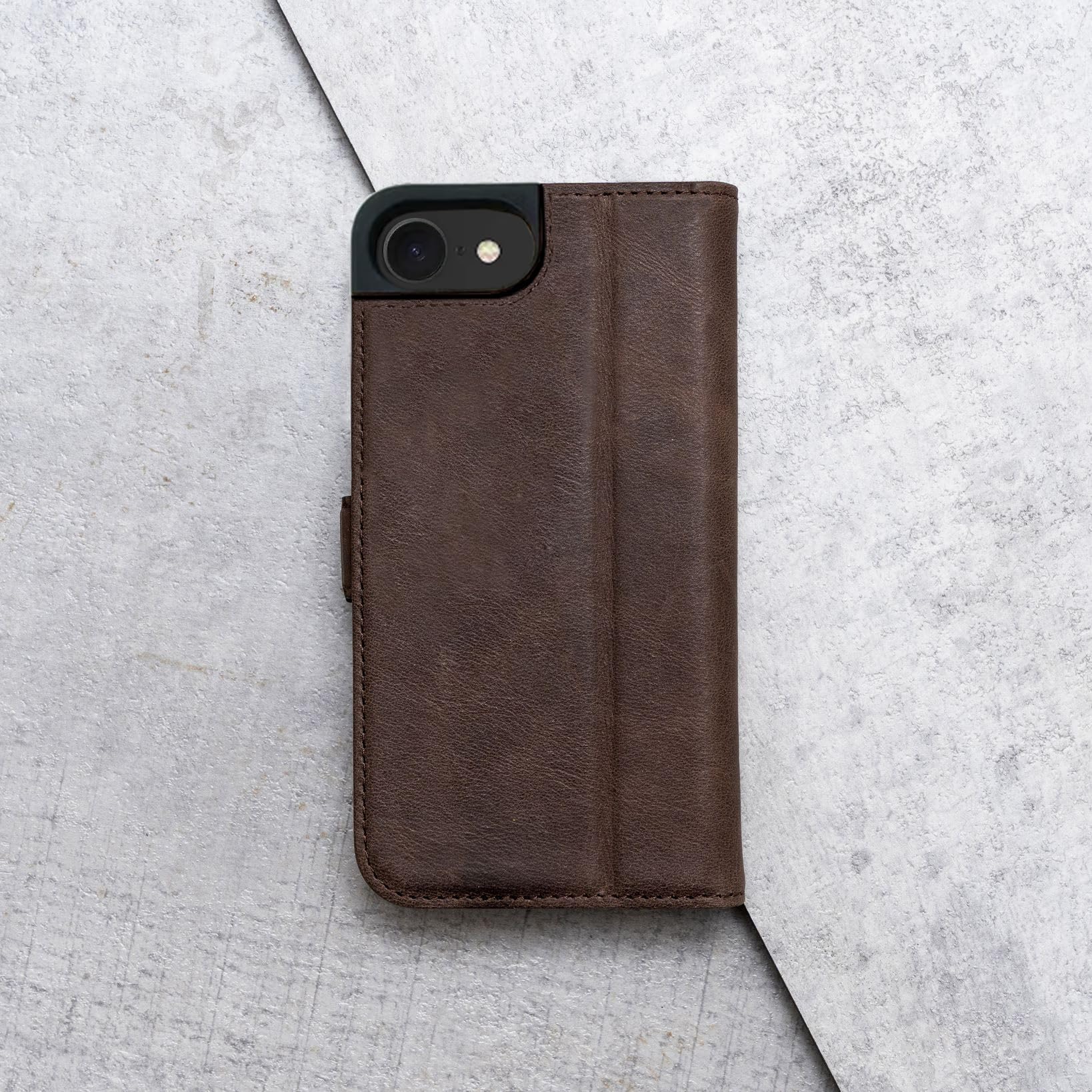 Snakehive Lederen portemonnee voor iPhone 16 - echt lederen portemonneehoesje met kijkstandaard en kaarthouder - flip folio hoes met kaartsleuven (zwart