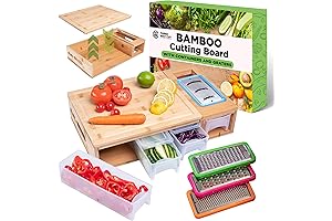 Bamboo Cutting Board With Containers Meal Prep Station