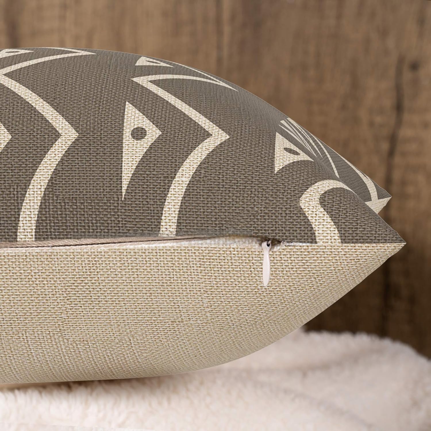 Hlonon Decorative Throw Pillow Covers for Couch Set of 4 Modern Sofa Decorative Stripes Geometric Linen Fabric Pillow Case for Bed Sofa Living Room Home Decoration (Warm Gray, 18x18 Inch) : Home & Kitchen