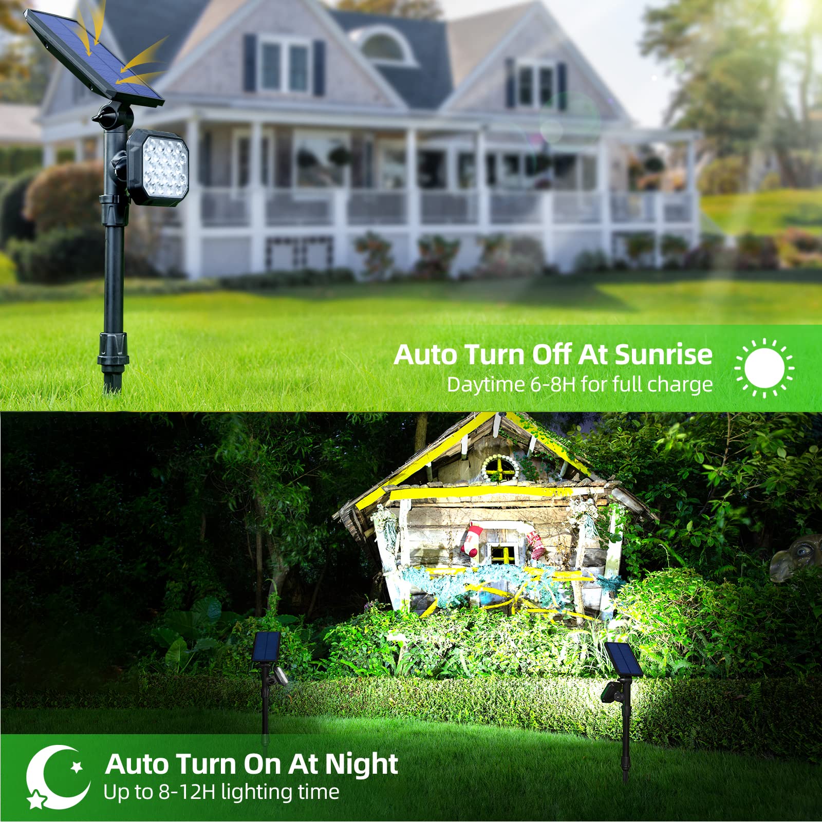 JSOT Solar Spot Lights Outdoor, 700 Lumen Solar Lights Outdoor