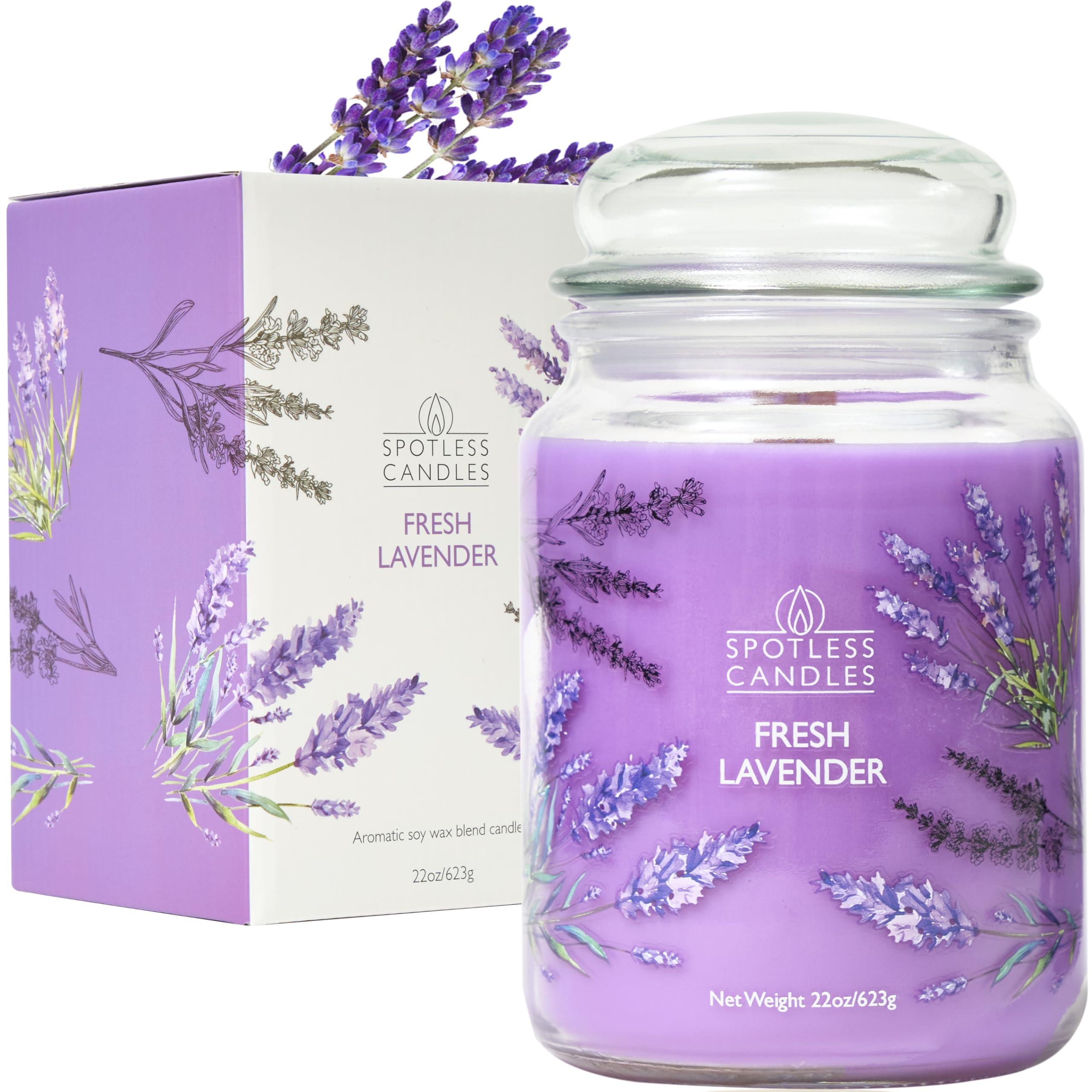 Fresh Lavender Candle 623g: 85 Hour Burn Time