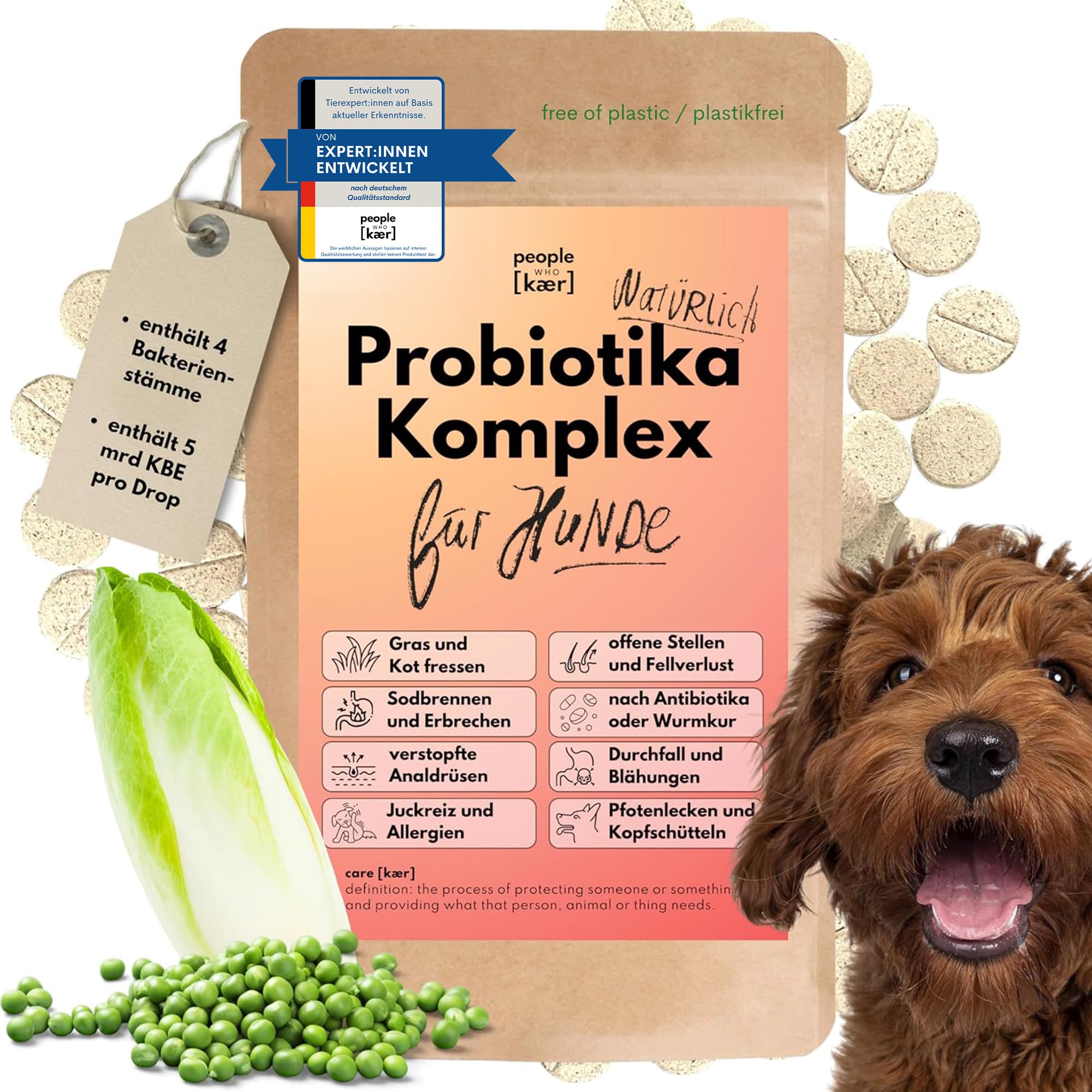 people who kaer Probiotiques Complexe Drops pour chiens, 60 comprimés – Construire la flore intestinale du chien, bactéries intestinales pour chiens, assainissement intestinal des chiens, compléments