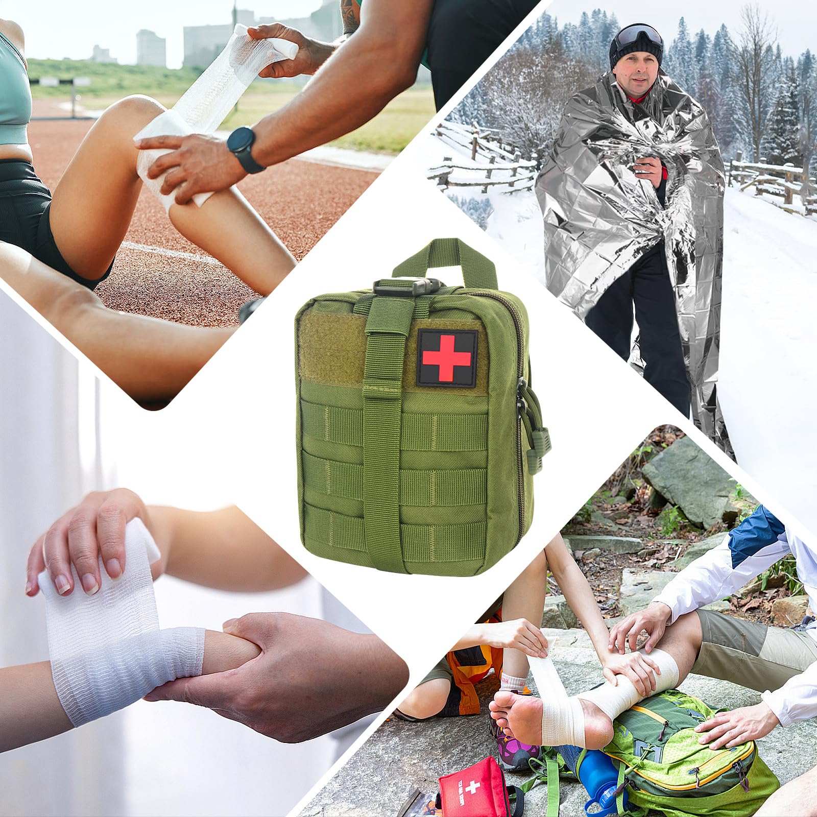 Zestaw pierwszej pomocy Outdoor, 46 sztuk First Aid Kit Military, Zestaw pierwszej pomocy Trauma Set, Zestaw survivalowy First Aid Kit, Medyczna torba taktyczna, na outdoor camping, polowanie