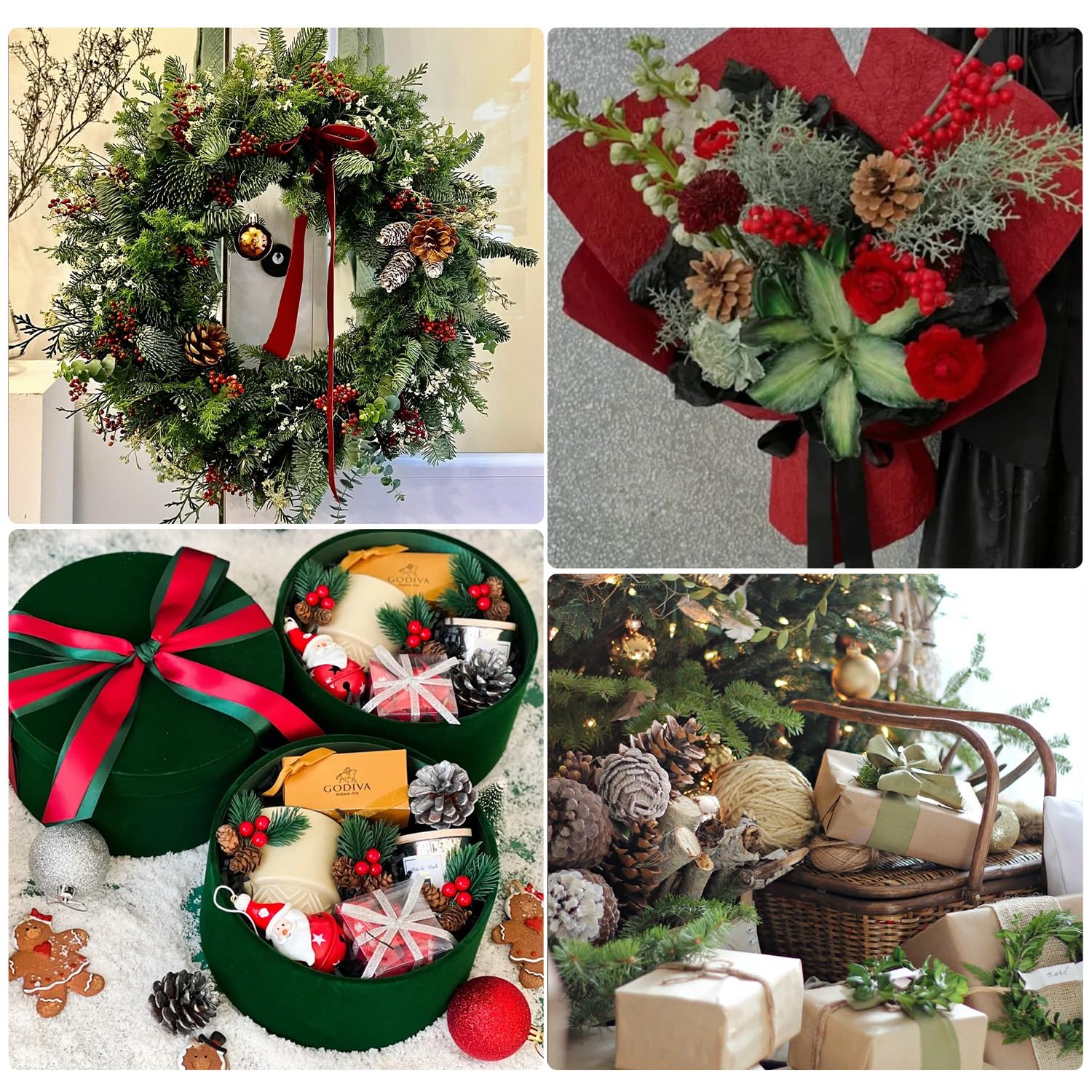 24 Rami Di Pino Artificiale Con Bacche Rosse - Decorazione Natalizia Per Centrotavola E Ghirlande - Foto 7