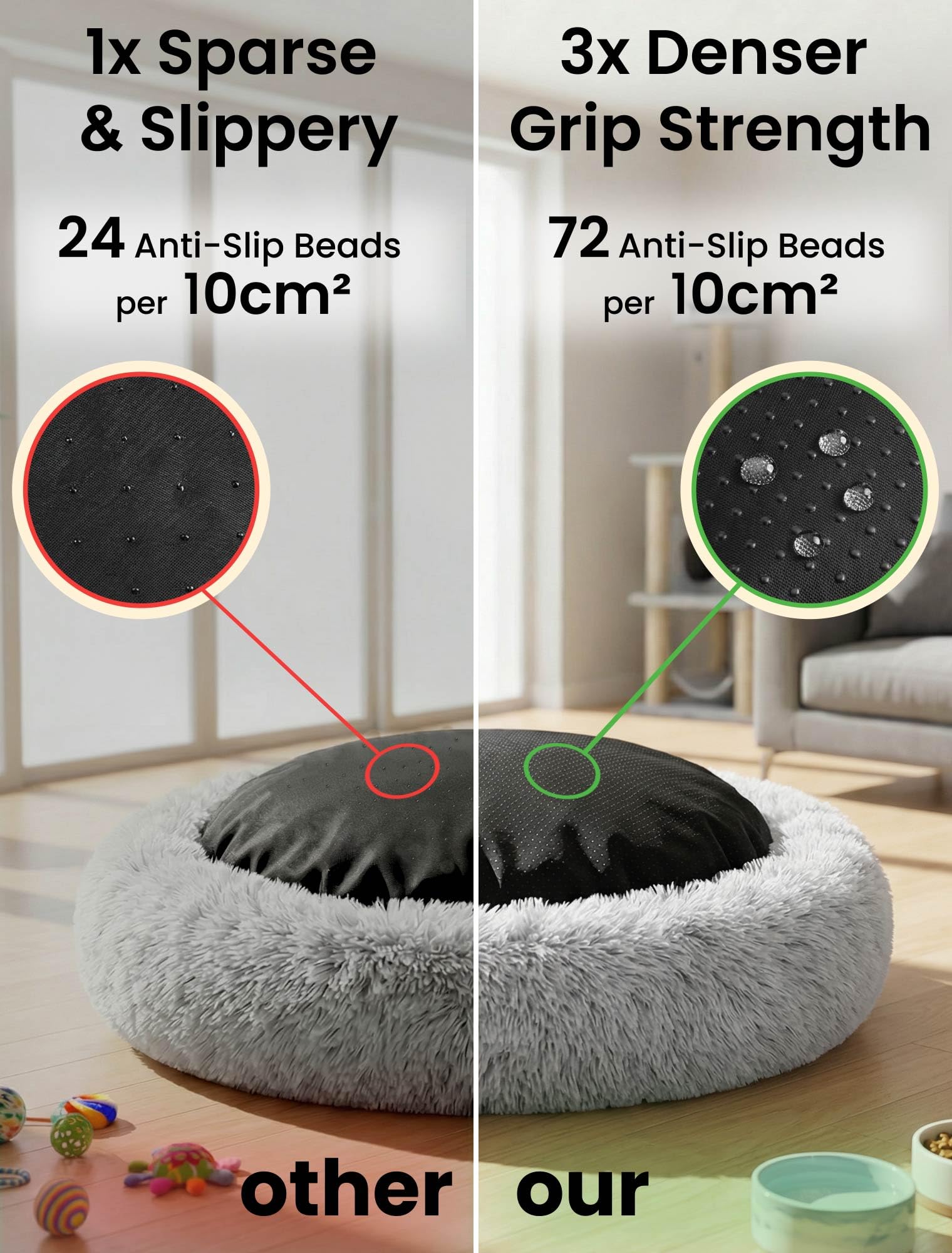 Cuccia per cani con rivestimento rimovibile: soffice letto ortopedico per cani e gatti, non perde pelo, morbido cuscino in pelliccia sintetica per comfort e sostegno, lavabile, a ciambella, anti-ansia