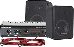HAYONIK, Kit de Som Ambiente, 200W, Com 2 Caixas Pretas, 1 Amplificador e Cabos para Ligação, Entrada Óptica, USB, Cartão SD, Entrada Auxiliar, Mic, Bluetooth, Rádio FM - AMBIENCE 2000 OD V2