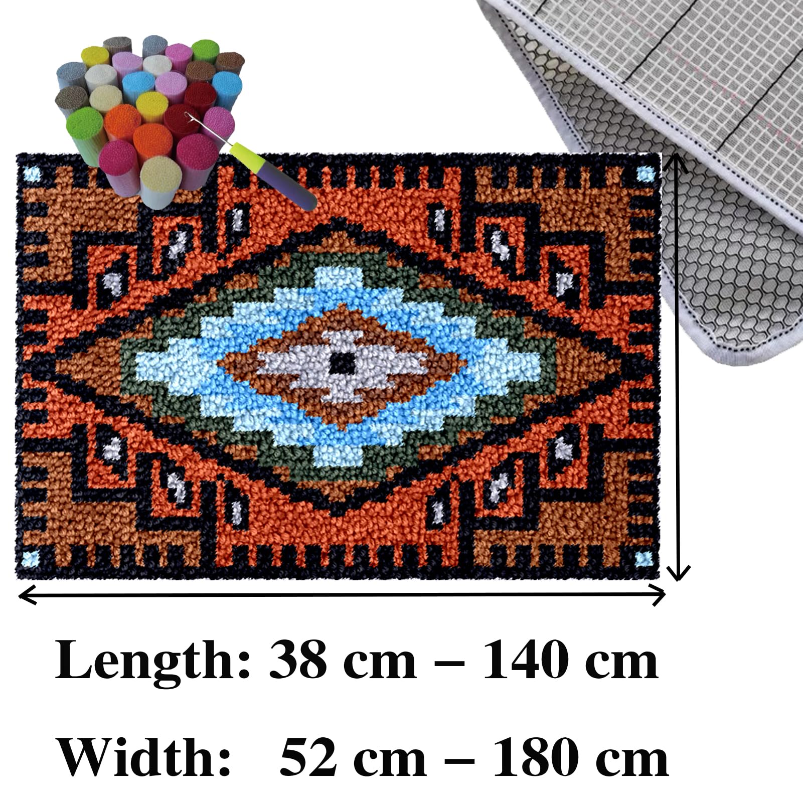 Knüpfteppich Zum Selber Knüpfen DIY Verriegelungshaken-Kit für Erwachsene, Knüpfhaken-Teppich-Set Teppichherstellungs-Set, Kreuzstich-Kit Teppich Handarbeit für Anfänger, Latch Hook Kits 80 x 115 cm