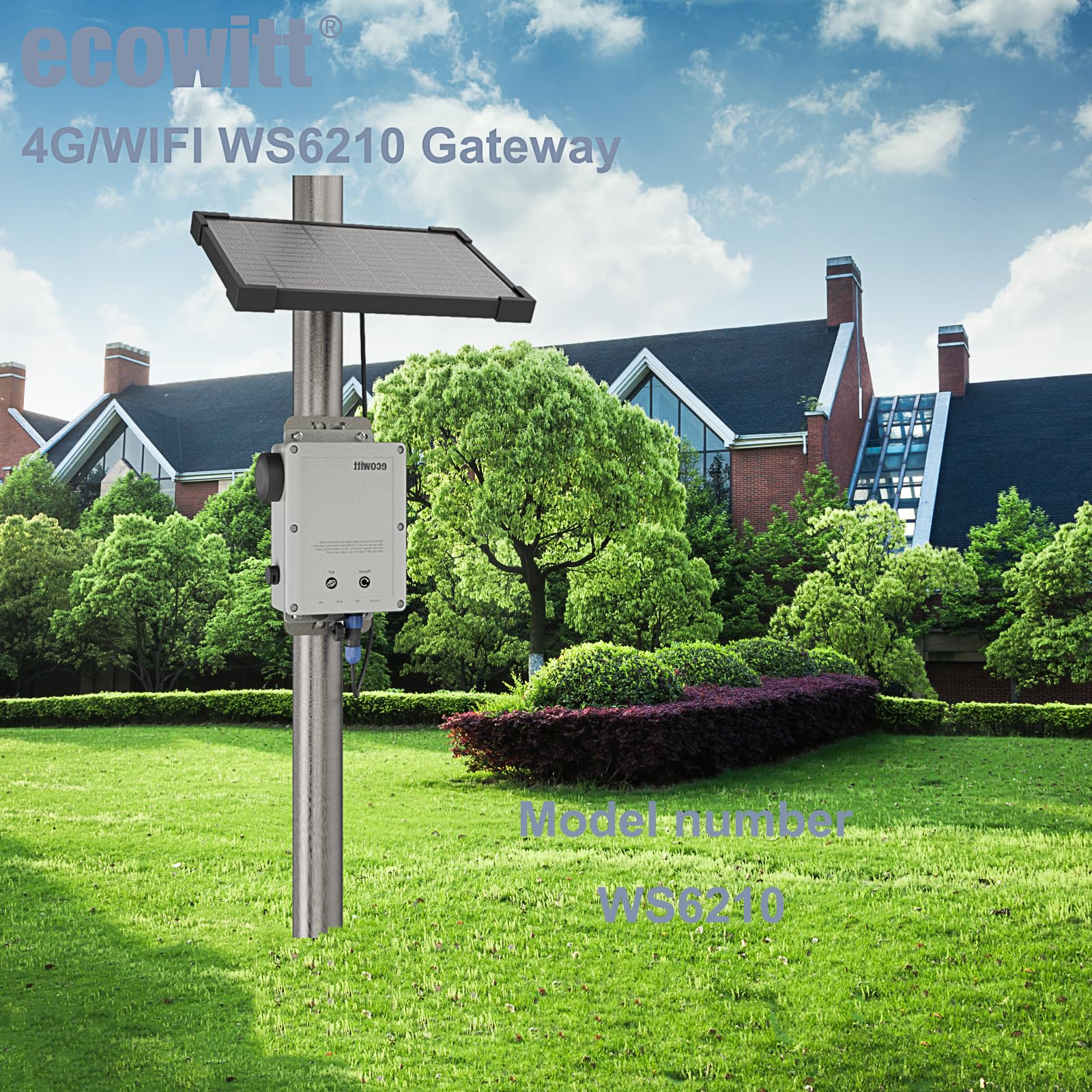 ECOWITT WS6210 Gateway per stazioni meteo, ricevitore mobile della stazione meteo 4G/Wi-Fi per sensori esterni/interni, stazione base IoT per la casa, assistente ecosistemico con pannello solare