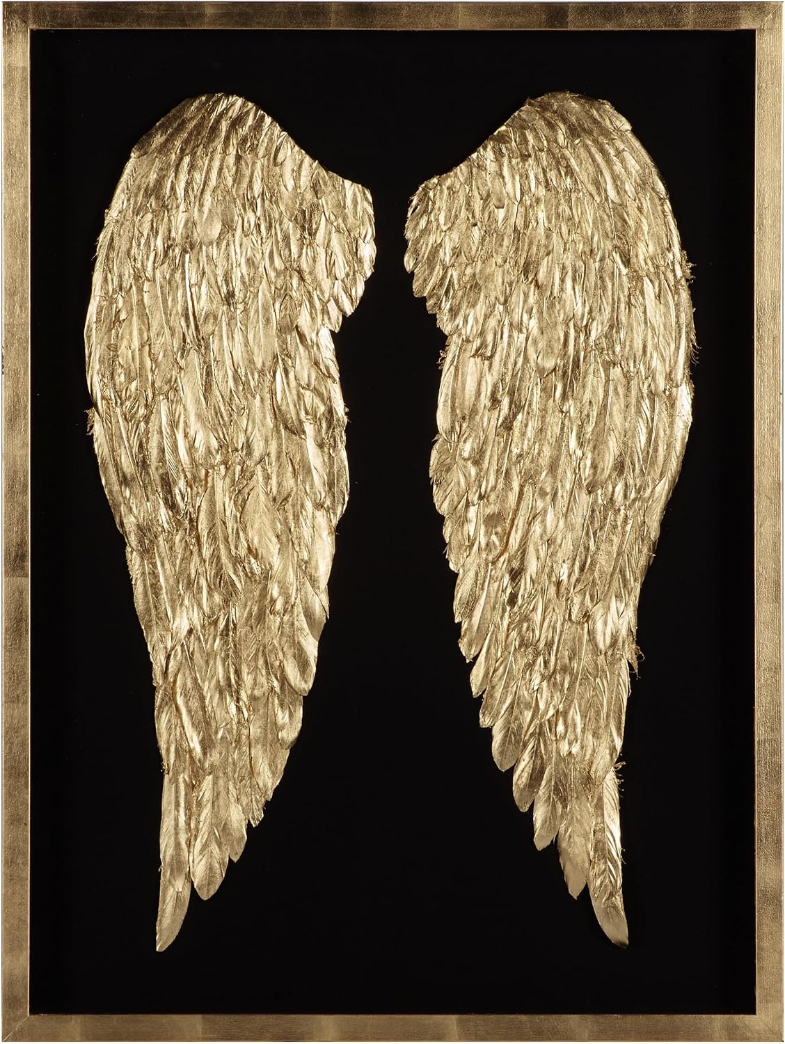 Z GALLERIE 40x30 Shadowbox Displaying, Assemble Display Case, Hand-Painted Feathers Set, Gilded Wings