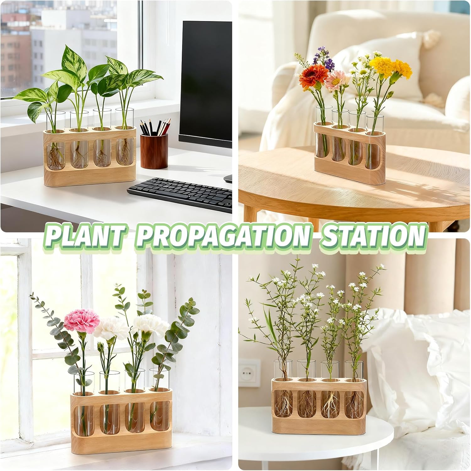 Plant Propagation Station with Wood Stand, Glass Terrarium for Hydroponics Live Plants Christmas Gifts Gardening Gifts for Women Mom 3 Lighting Modes 9 Brightness Levels Home Indoor Decor Unique - Image 6