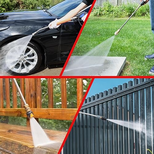 Miniatura 9 de Manguera de lavado a presión de 14 pulgadas x 25 pies, sin torceduras con manguera de arandela de acero inoxidable M22-0.551 in, juego de Sdapter de