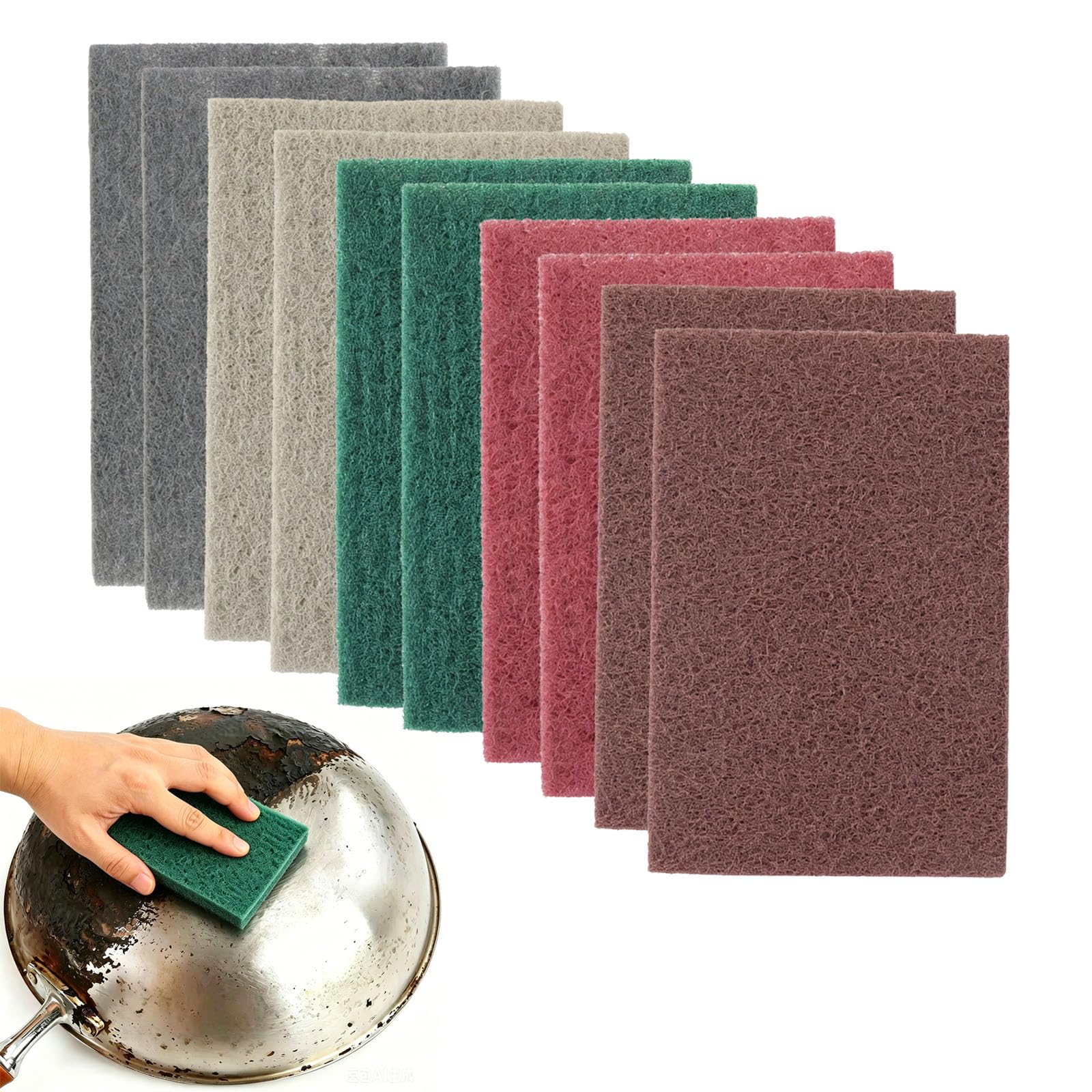10 Pcs Multi Grit Abrasive Sanding Pads, 150×230mm Wet Dry Reusable Scouring Polishing Pads 600/800/1000/1500/3000