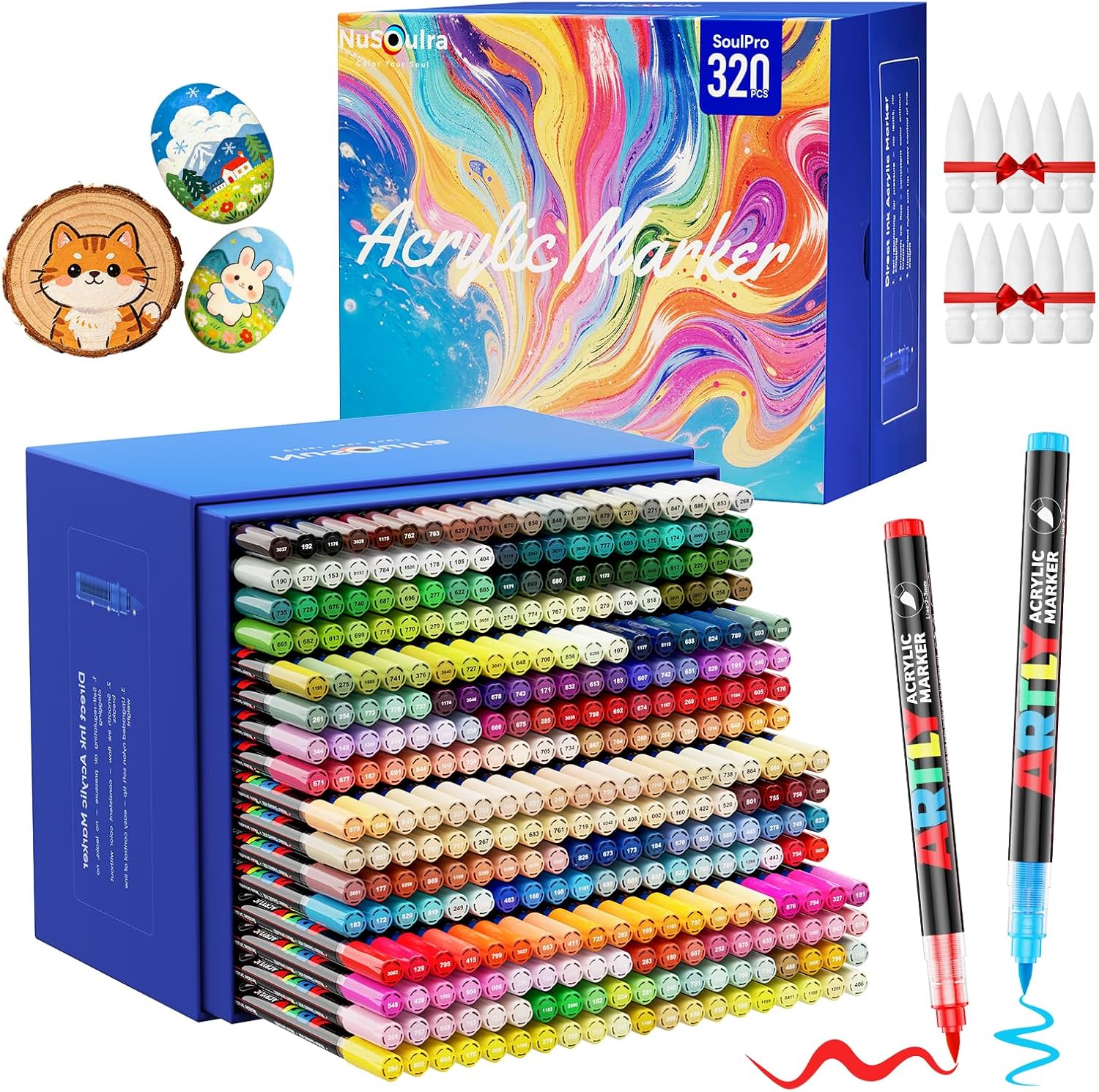 320 Colors Acrylic Paint Markers, Automatic Ink Control Acrylic Paint Marker Pens, Professional Waterproof Acrylic Markers for Paper, Rock, Wood, Glass, DIY & Art Craft Supplies