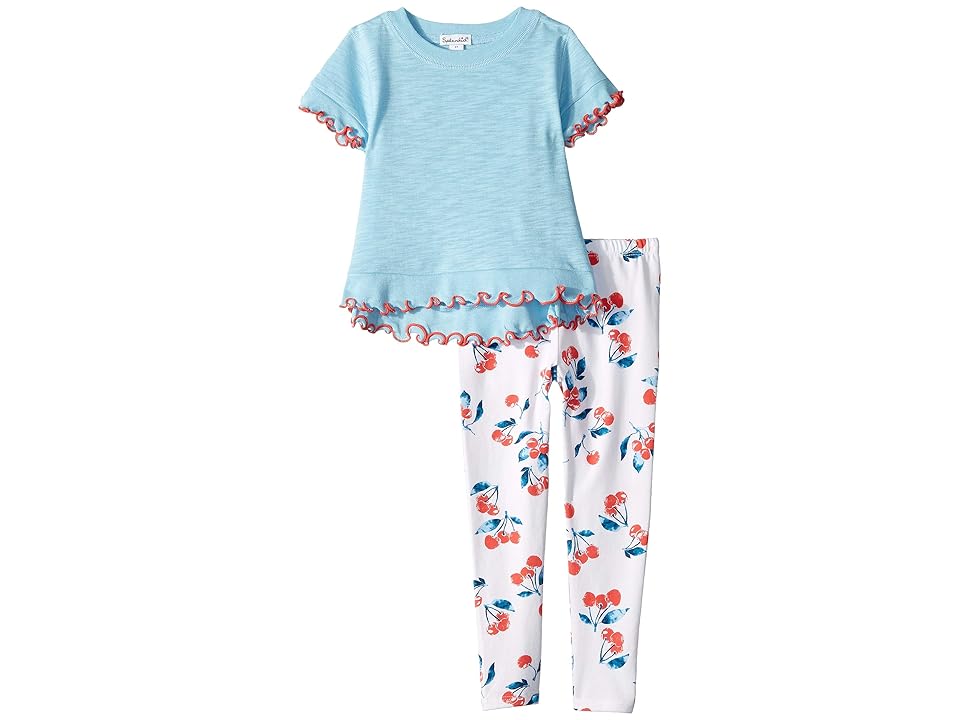 

Splendid Littles Cherry Print Leggings Set (Toddler/Little Kids) (Sky Blue) Girl's Active Sets