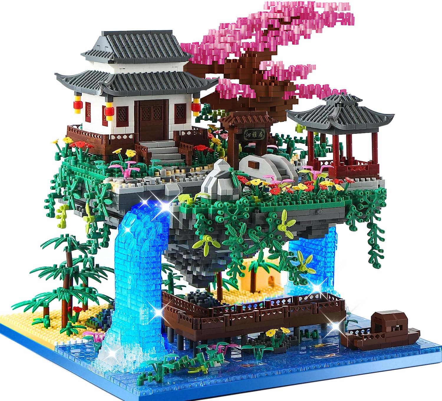 Big Bonsai Flowers Tree Architecture Set for Boys 8-14 Lighting Japanese Cherry Blossom Tree House Building Kit with Box for Adults Toys for Boys/Girls Age 8-12, 2.5mm MICROPARTICLE