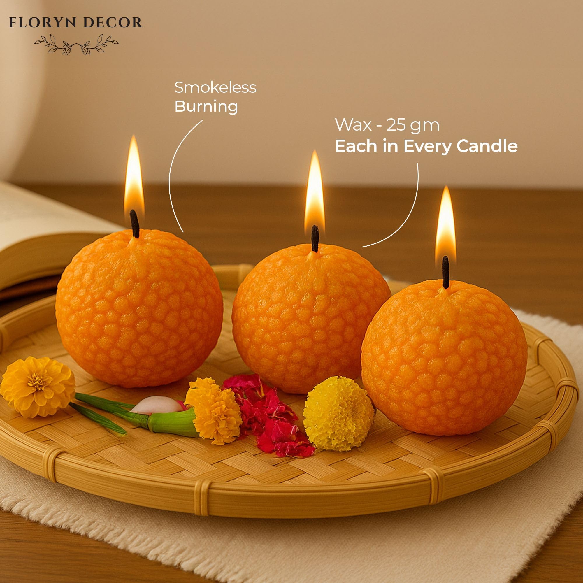 Floryn Decor Ladoo Candle | Decorative Soy Wax Candle | Unscented | 4x4 cm | Festive Home Decor & Gifting (6) 1