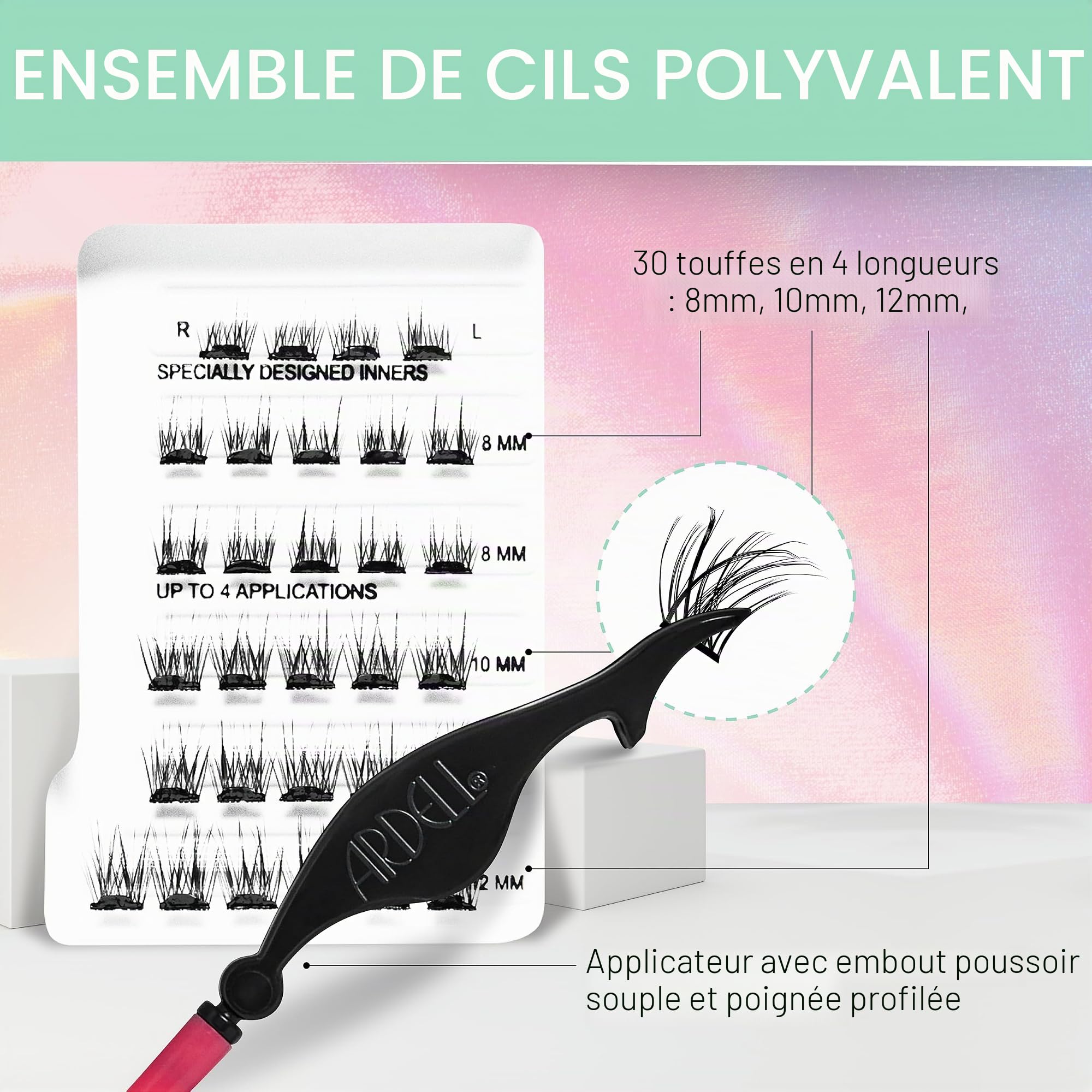 ARDELL Naked Press On Natural - Lot de 30 cils autocollants - Jusqu'à 4 utilisations - Cils naturels avec une tenue de 24 heures - Extensions de cils DIY