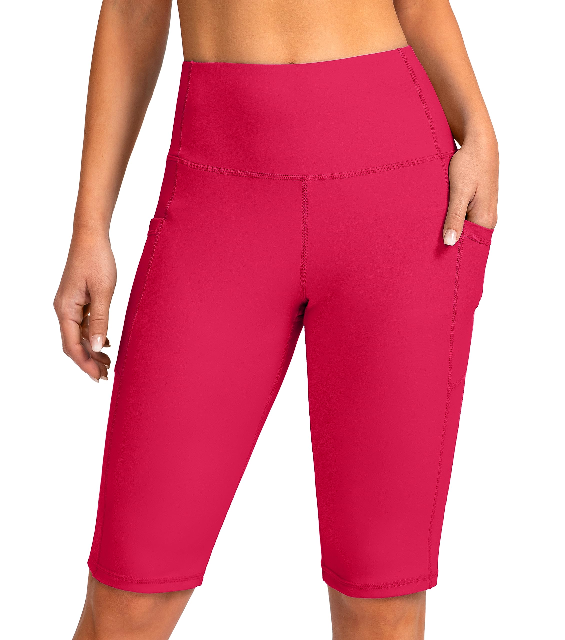 Women's High Waisted Swim Shorts with Pockets UPF50+ Long Board Swimming Shorts for Women with Liner, Watermelon, X-Large-image-24