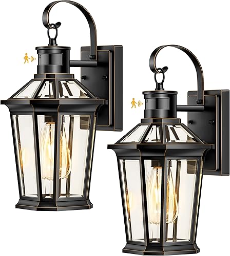 Miniatura 8 de VIANIS Farol de pared para exteriores con sensor de movimiento, lámpara exterior del anochecer al amanecer, montaje en pared, moderna luz blanca