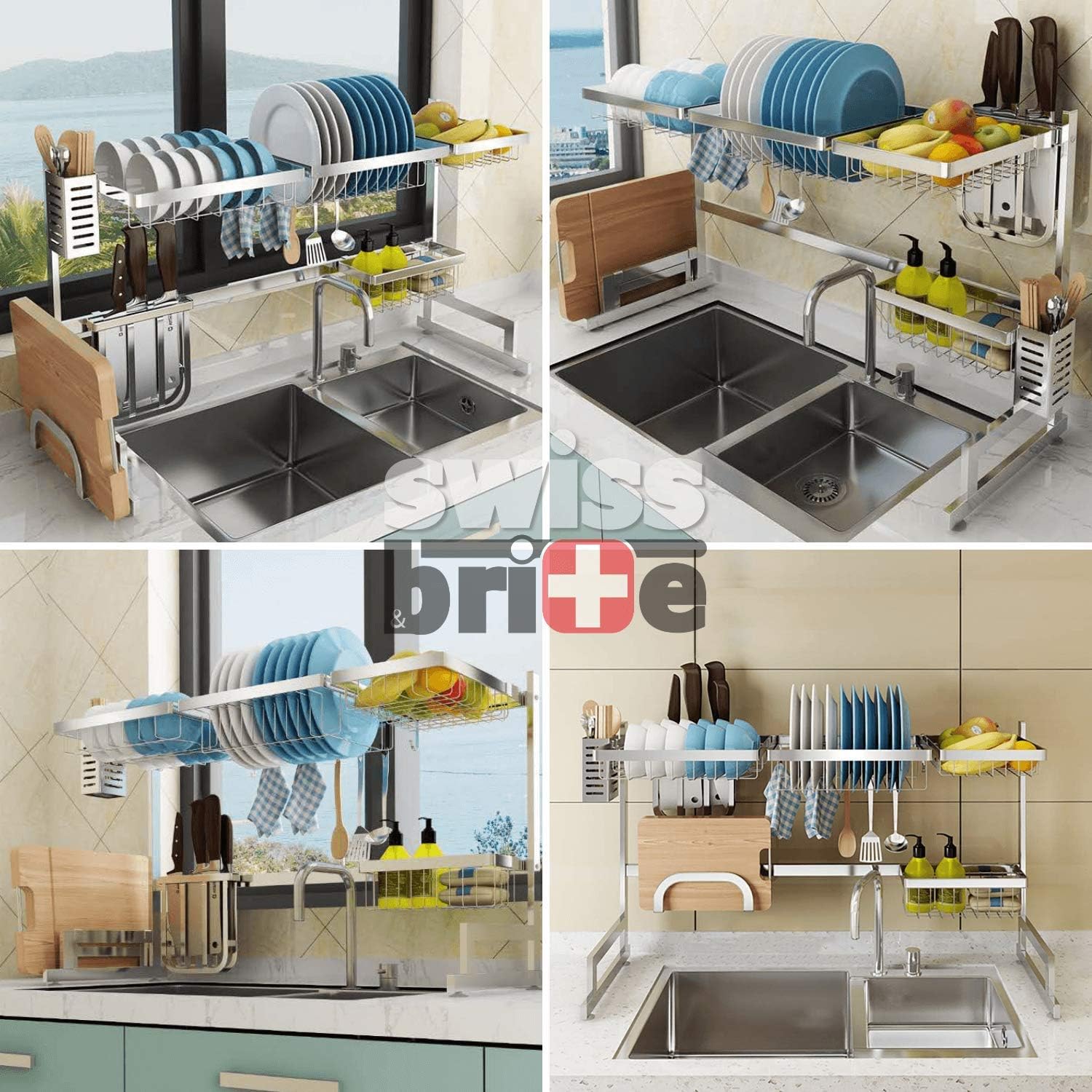 🔥 Hоt Dеаlѕ Dish Drying Rack Over The Sink, Stainless Steel Drainer Organizer Shelf for Kitchen Supplies and Countertop Space Saver with Fully Customizable, Large Capacity (Silver) Uр Tо 50% оƒƒ Dish Drying Rack Over The Sink, Stainless Steel Drainer Organizer Shelf for Kitchen Supplies and Countertop Space Saver with Fully Customizable, Large Capacity (Silver)