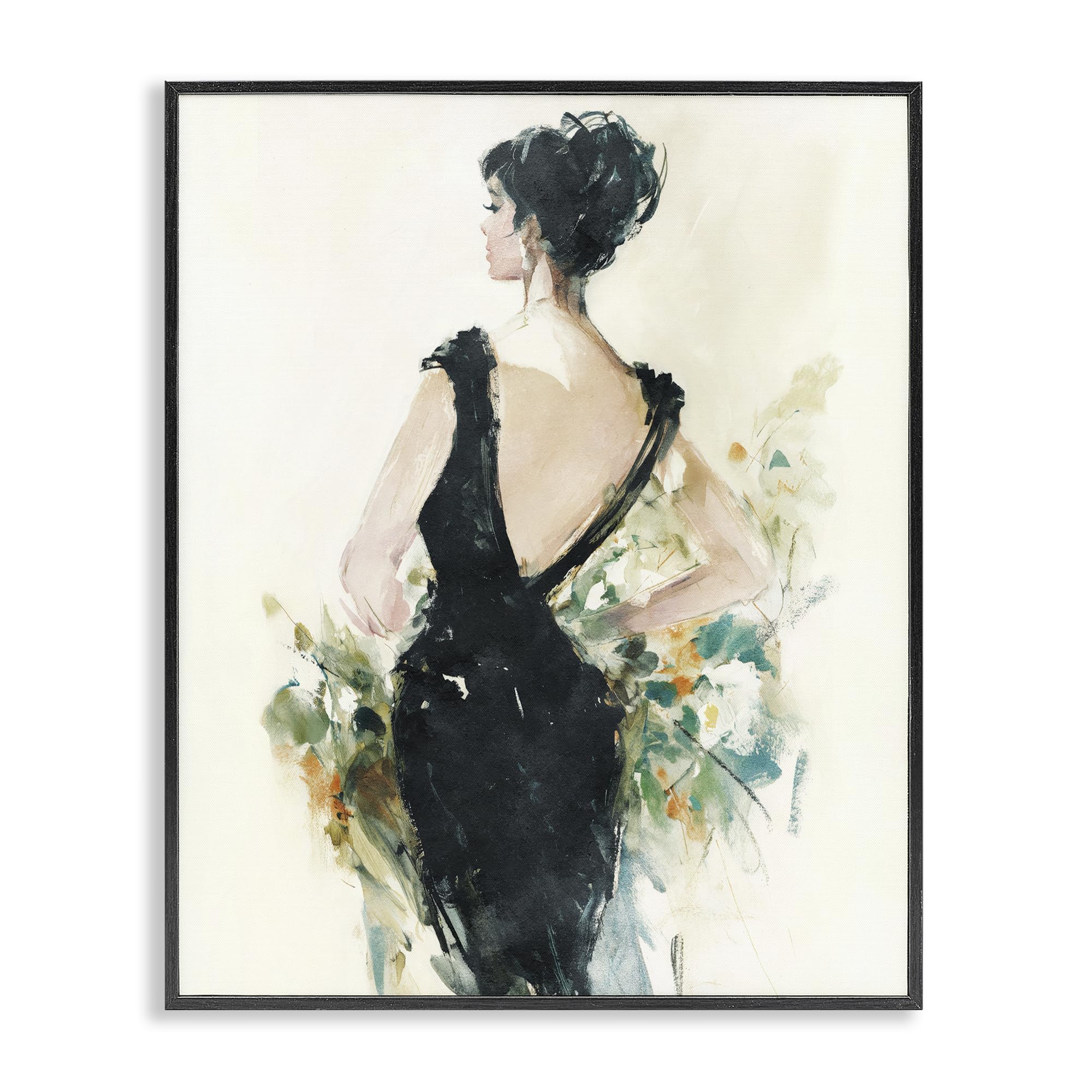 Stupell Industries Midnight Black (Textured) 'Backless Reverie Gown'| Framed Giclee Art