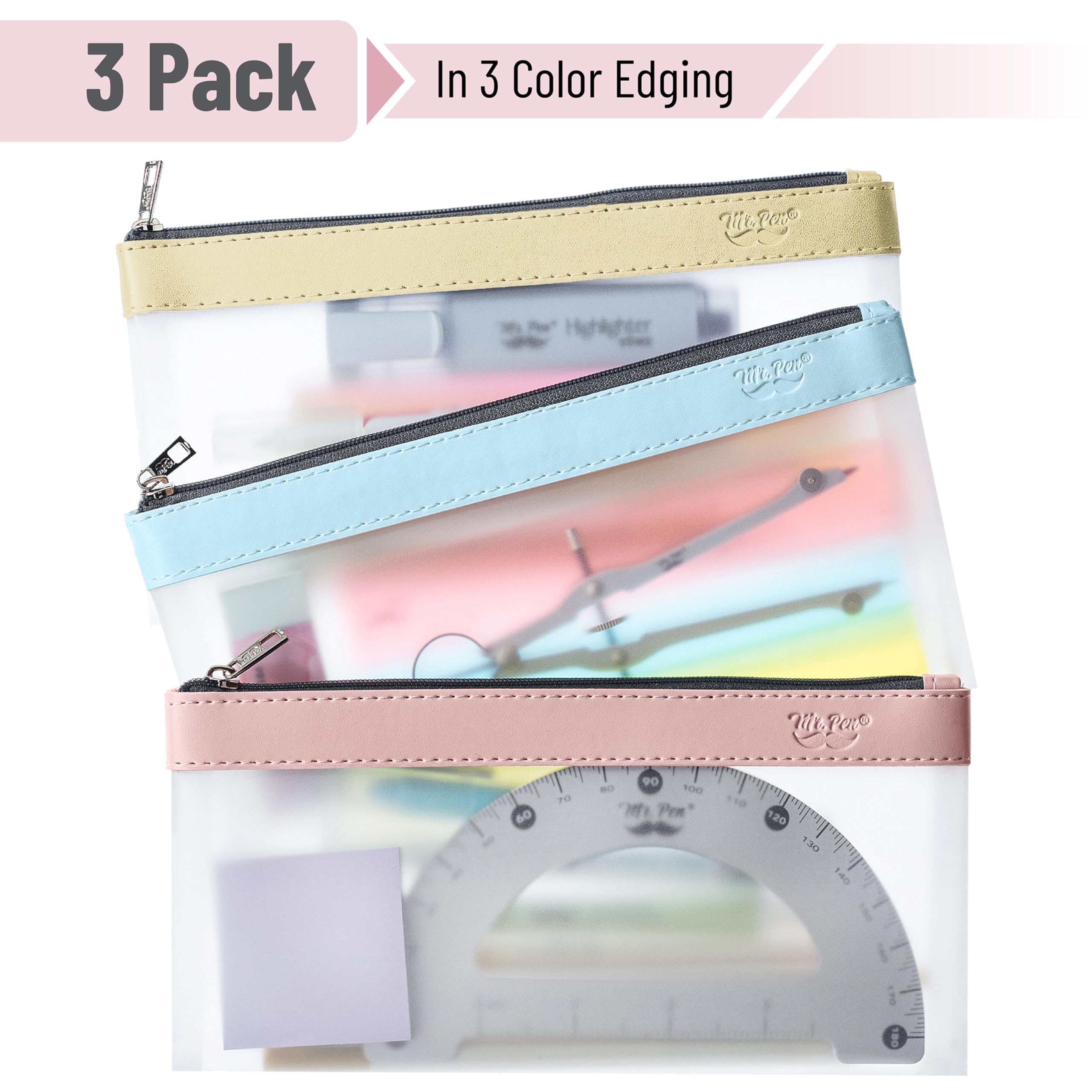 Mr. Pen- Clear Pencil Pouch, 3 Pack, Clear Pencil Case, Pencil Bags, Clear Pouch, Back to School Supplies - Image 2