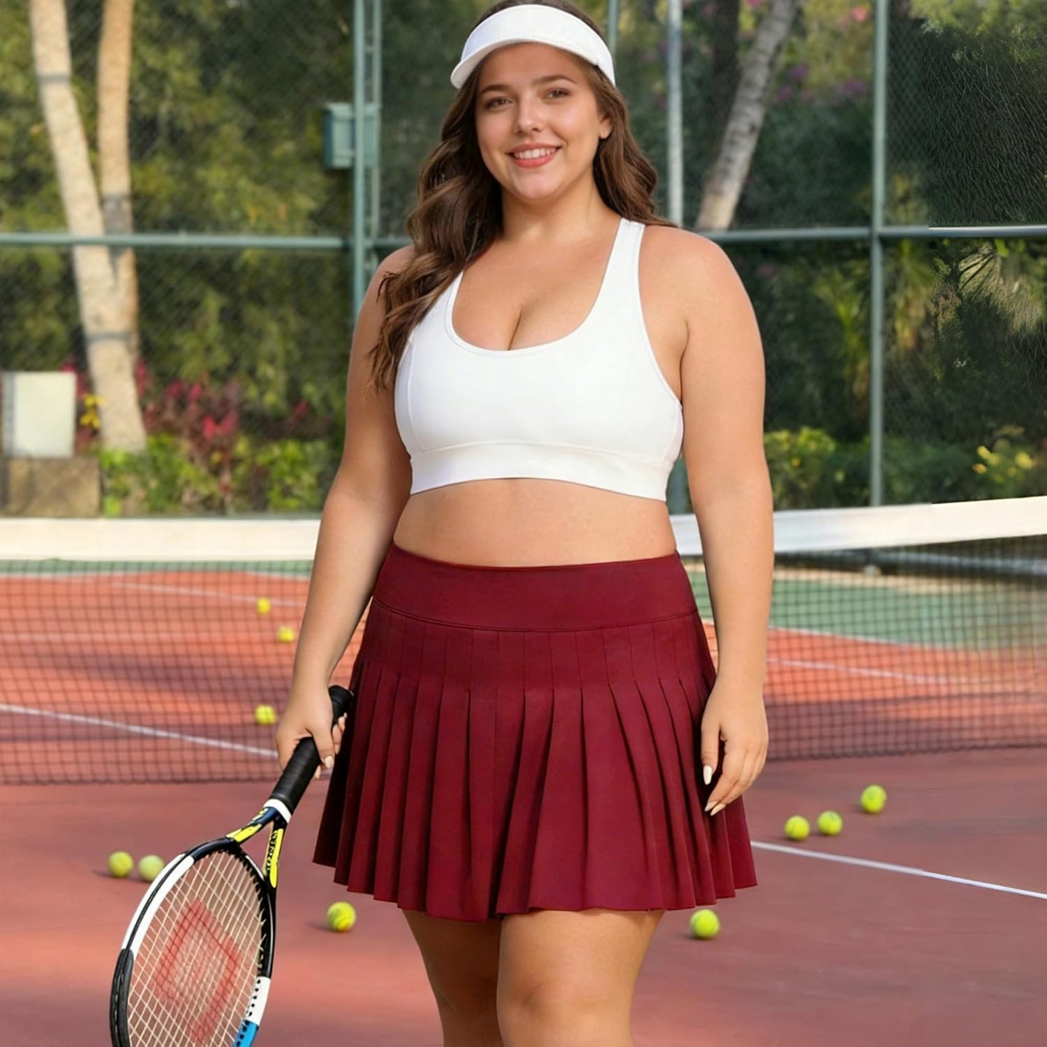 Women's Plus Size Pleated Skirt Athletic Skort Tennis Skirts High Waist Quick Dry Summer Workout Golf Stretch